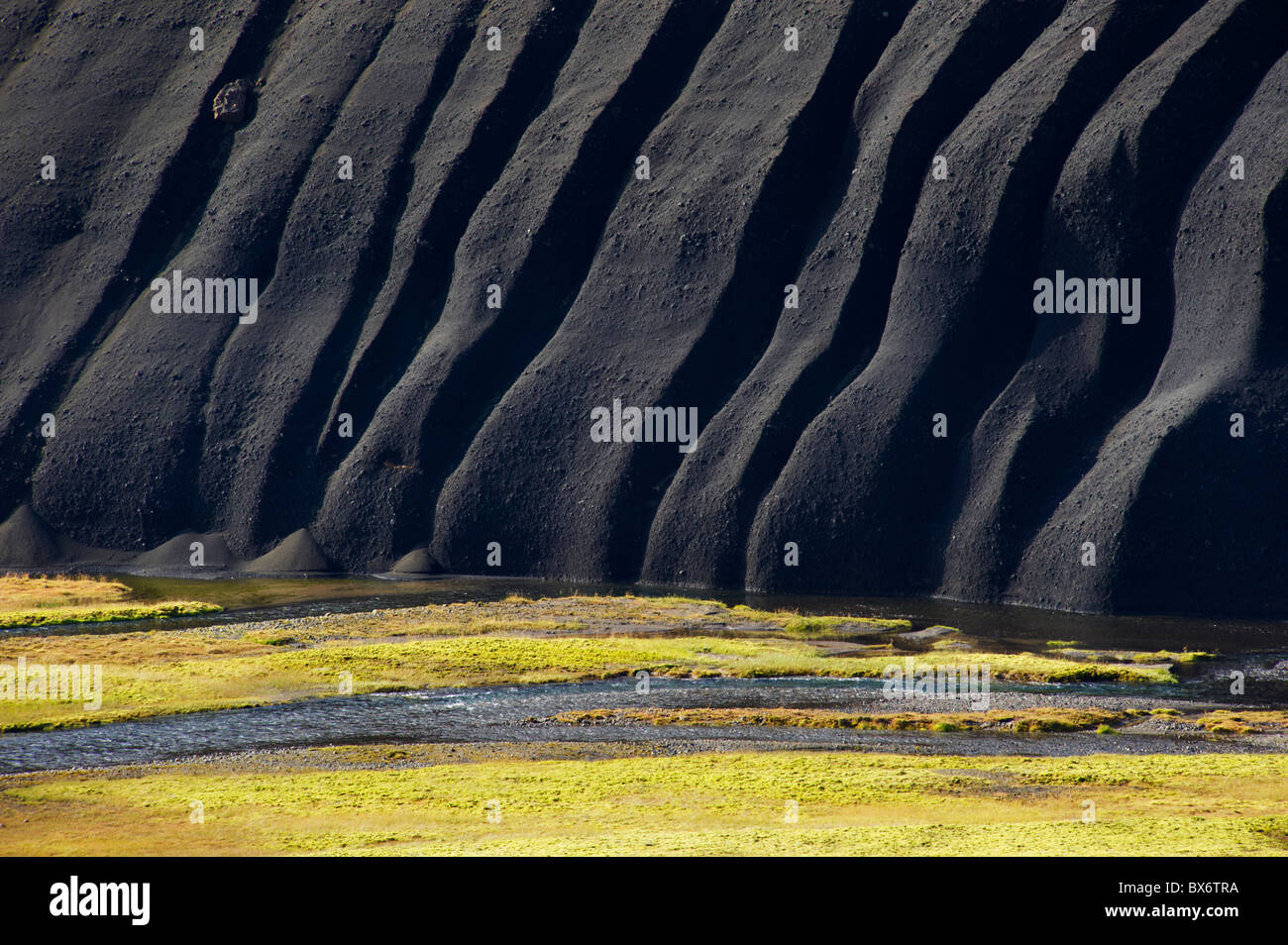 Paysage de l'intérieur de la F-208 route entre Holaskjol et Landmannalaugar, Islande Banque D'Images