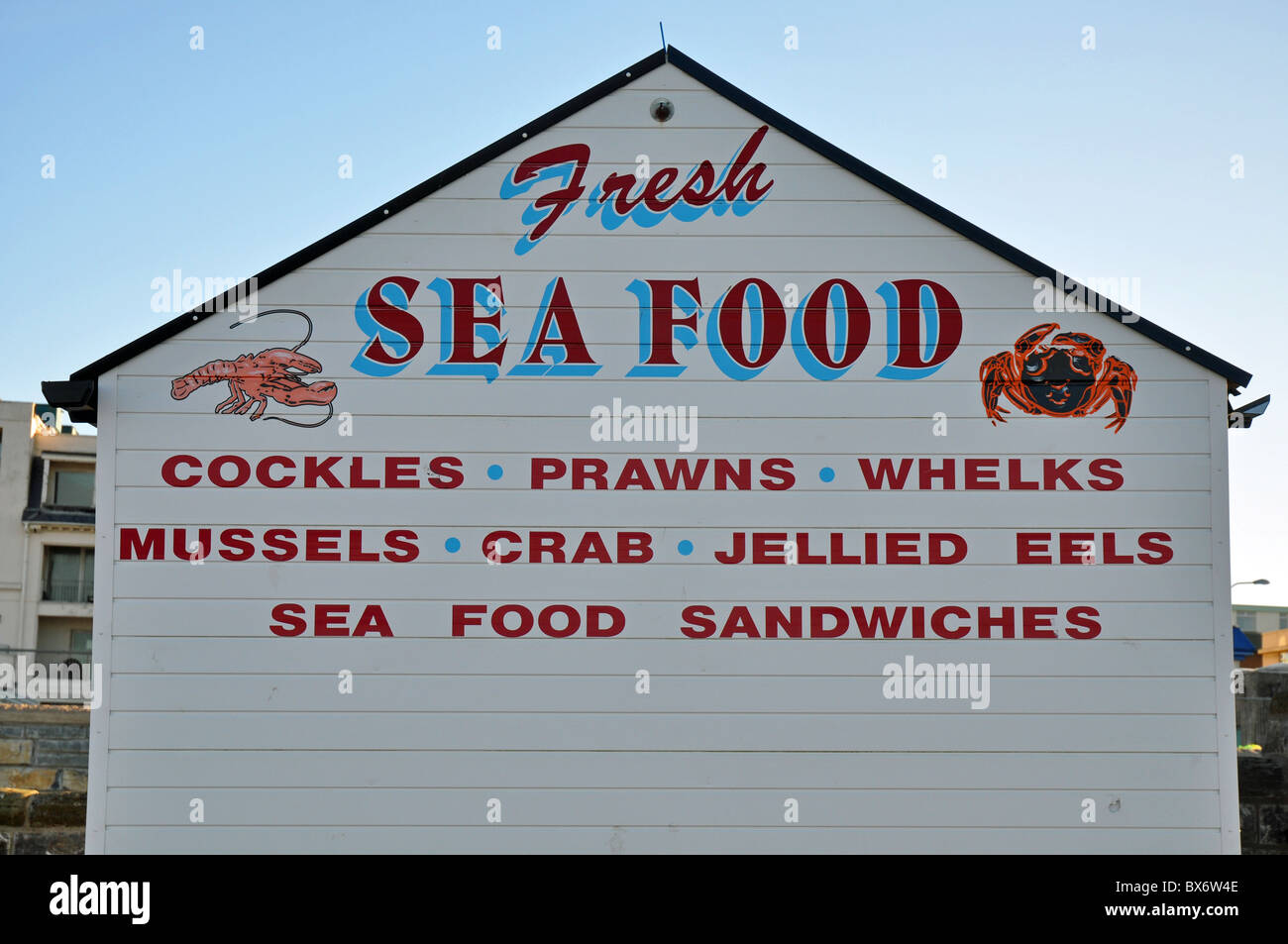 Weston super Mare, Somerset, Angleterre : sea food sur la plage Banque D'Images