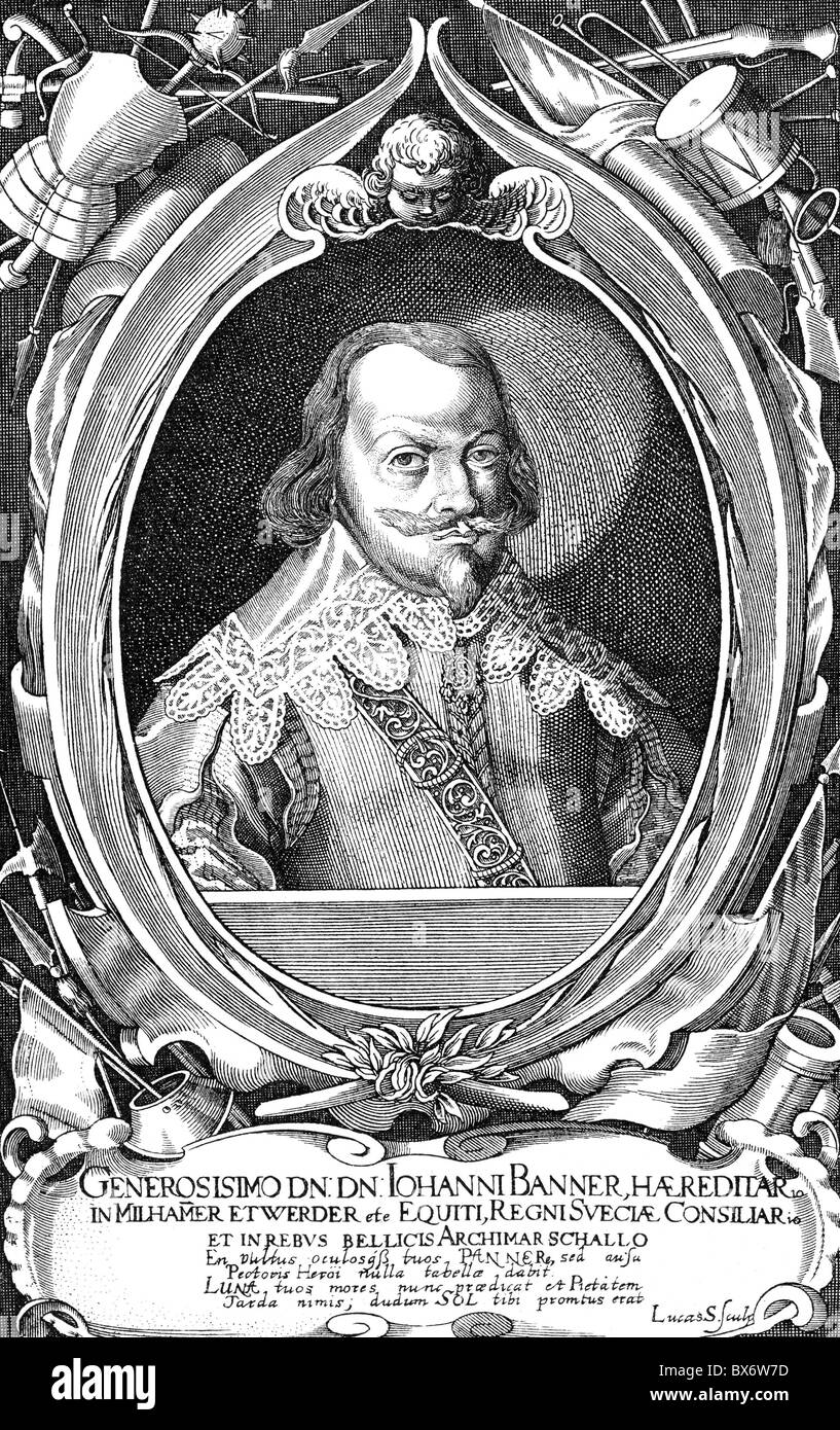 Johan Banér, count, 23.6.1598 - 10.5.1641, général suédois, portrait, gravure sur cuivre par Lucas Schnitzer, 17e siècle, l'artiste a le droit d'auteur , de ne pas être effacé Banque D'Images