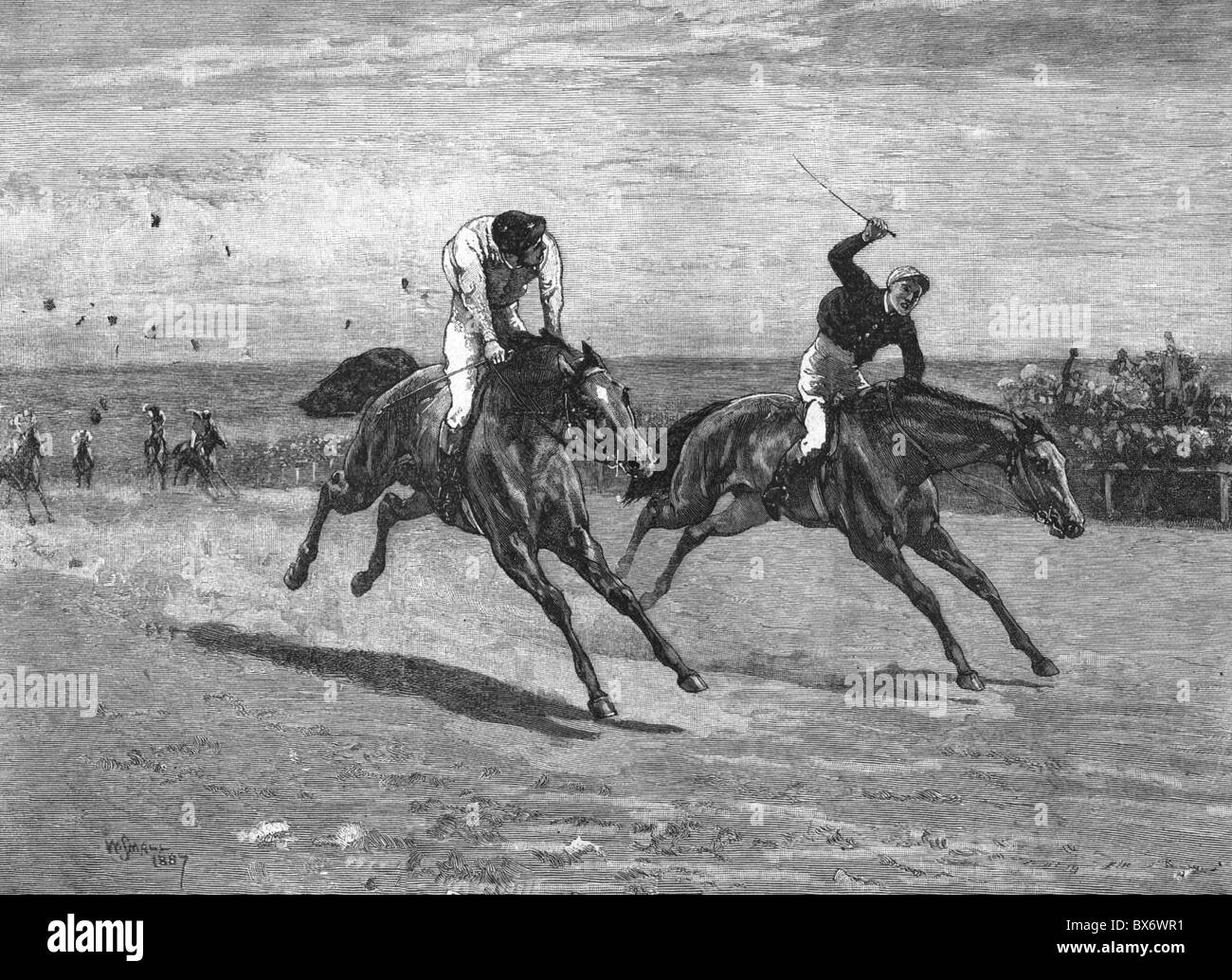 Sports, équitation, courses hippiques, gravure de bois après dessin par William Small, 1887, droits additionnels-Clearences-non disponible Banque D'Images