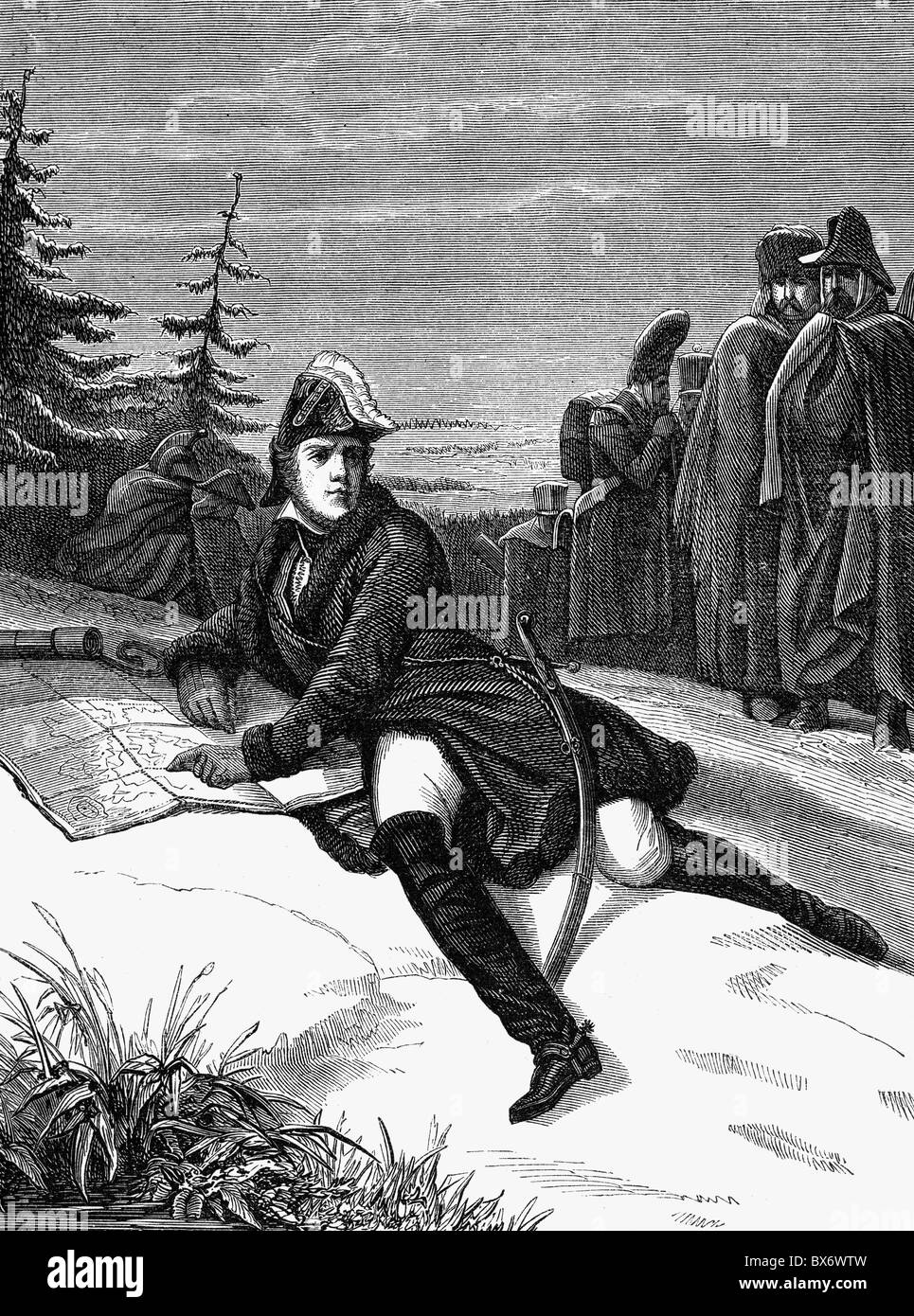 Ney, Michel, 10.1.1769 - 7.12.1815, général français, commandant l'arrière-garde de la Grande Armée pendant la retraite de Russie 1812, gravure sur bois, XIXe siècle, , Banque D'Images