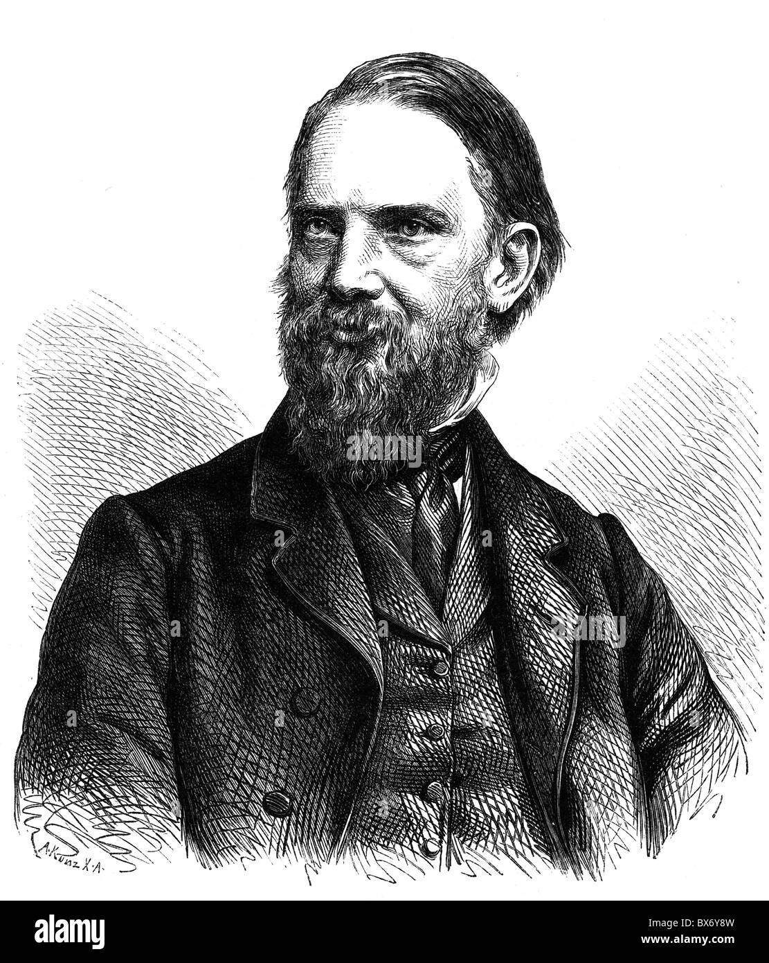 Schievelbein, Hermann, 18.11.1817 - 6.5.1867, artiste allemand (sculpteur), portrait, gravure de bois, XIXe siècle, Banque D'Images