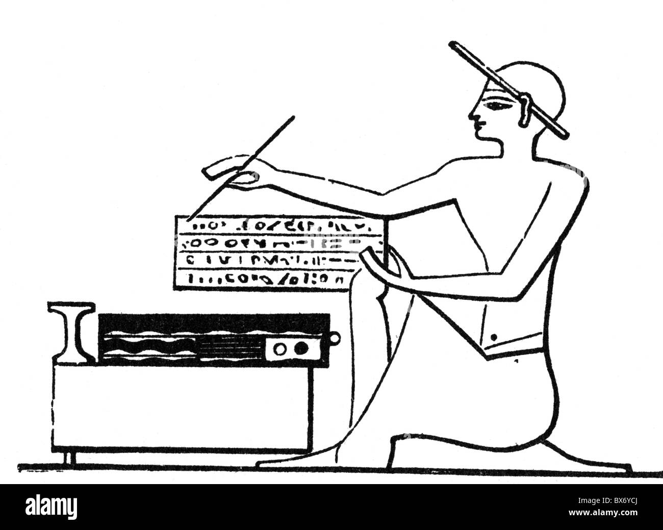 Personnes, professions, scrivener, dans l'Egypte ancienne, gravure de bois, 19e siècle, scribe, style, palette, commis, fonctionnaire, administration, monde antique, antiquité, historique, historique, monde antique, droits additionnels-Clearences-non disponible Banque D'Images