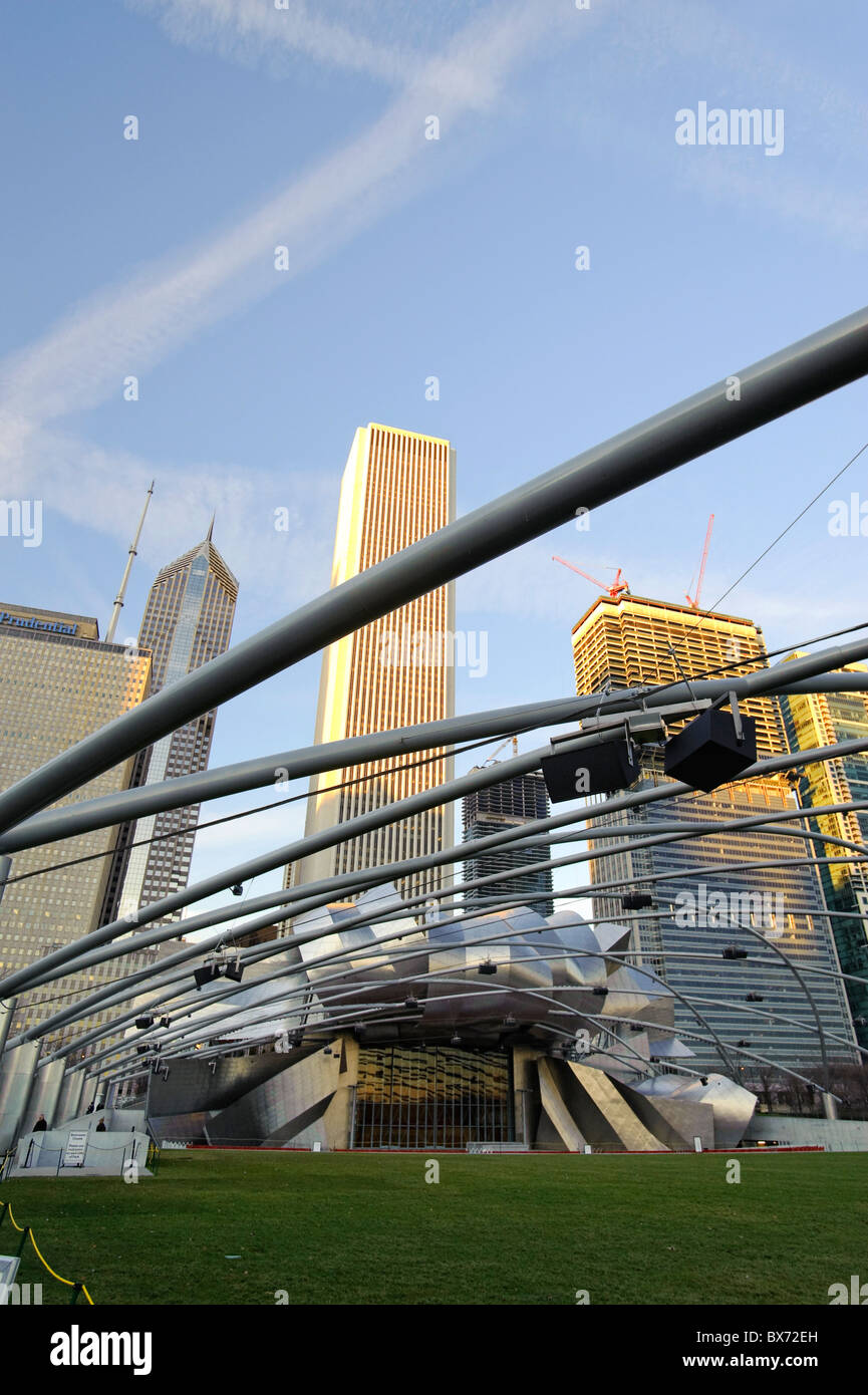 Pavillon Jay Pritzker (Frank Gehry), Millenium Park, Chicago, Illinois, États-Unis Banque D'Images