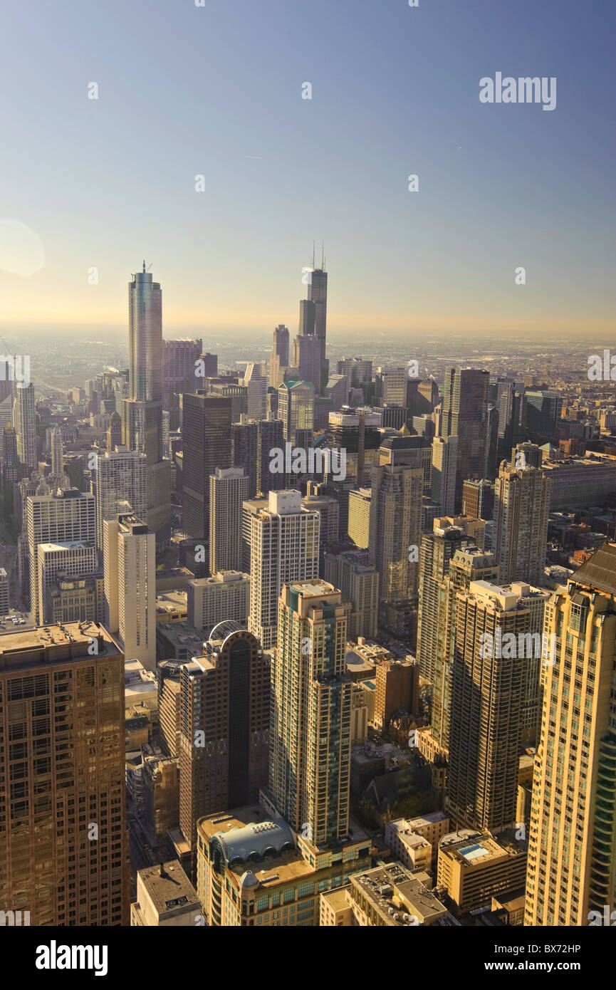 Horizon de Chicago, John Hancock Center Observatoire Skydeck, Chicago, Illinois, États-Unis Banque D'Images