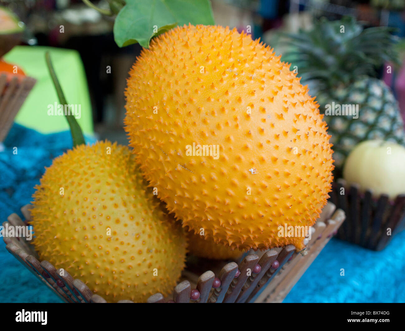 Gac fruit ou Monordica cochinchinensis venant de l'Asie du Sud Est Banque D'Images