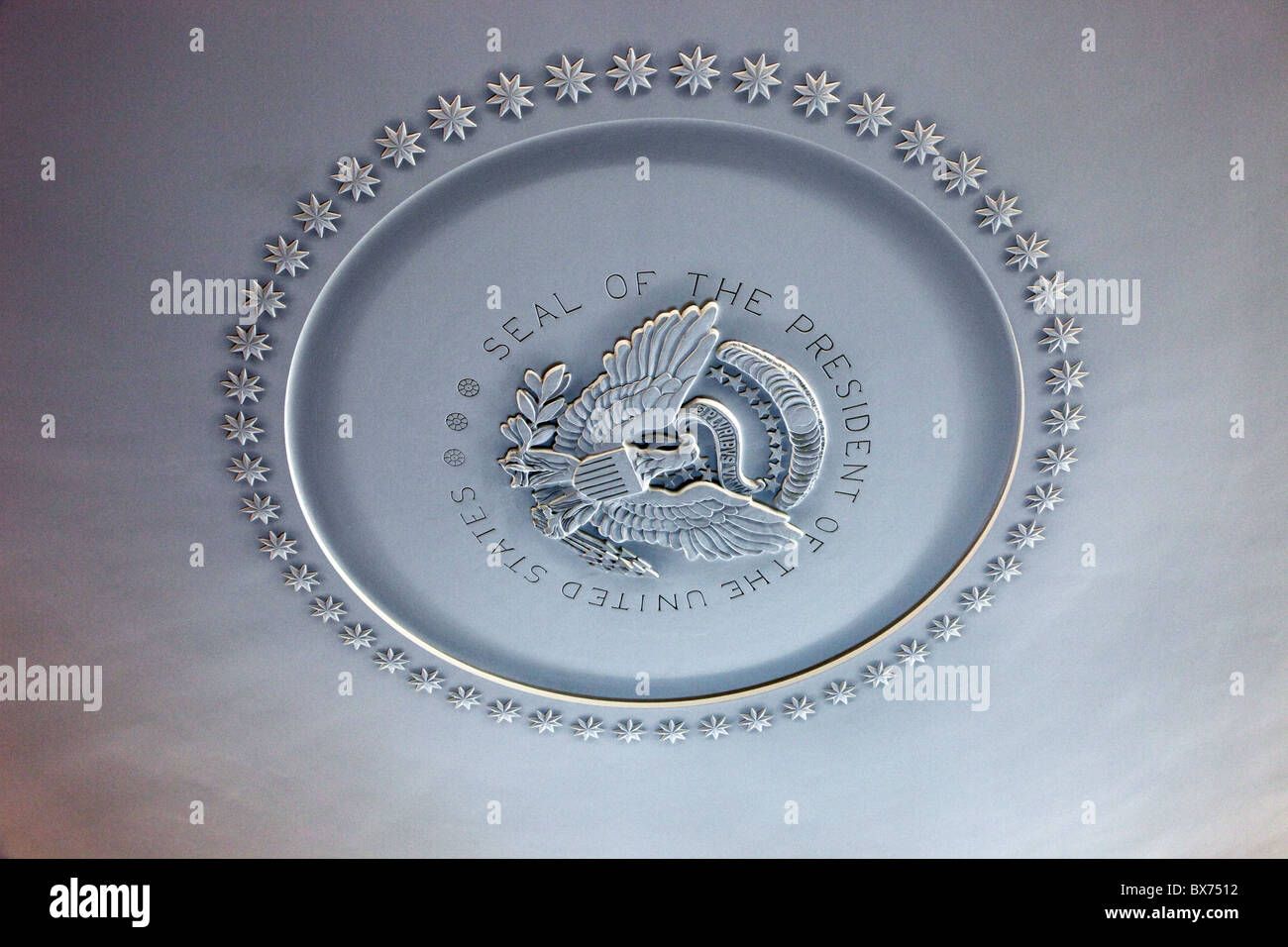 Sceau Présidentiel de plafond, réplique Bureau Ovale, LBJ Library & Museum, Austin, Texas Banque D'Images