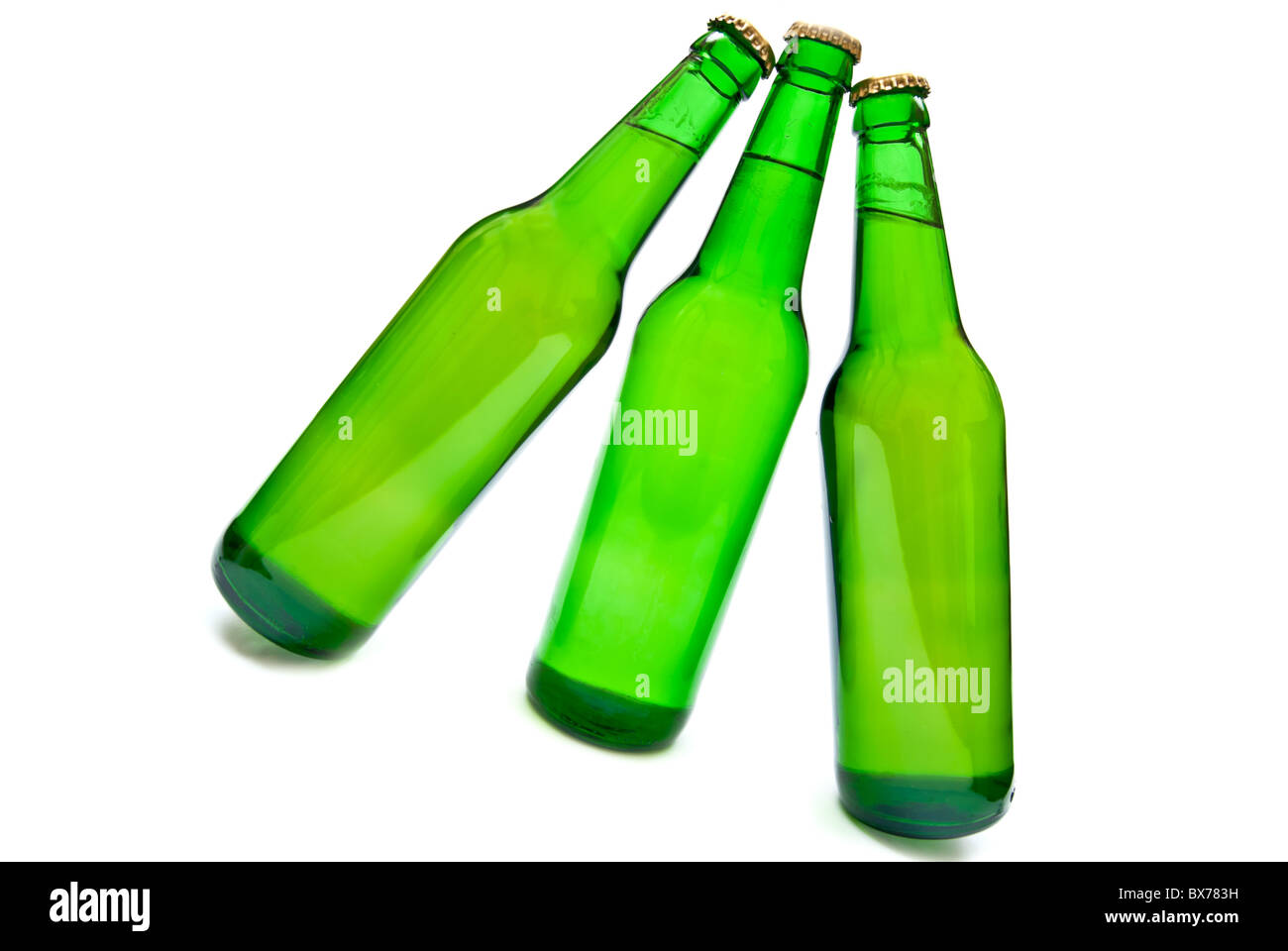 Les bouteilles en verre vert Banque D'Images