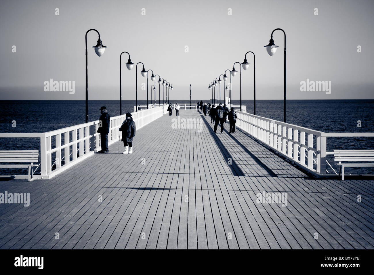 Jetée en bois à Gdynia, Pologne Banque D'Images