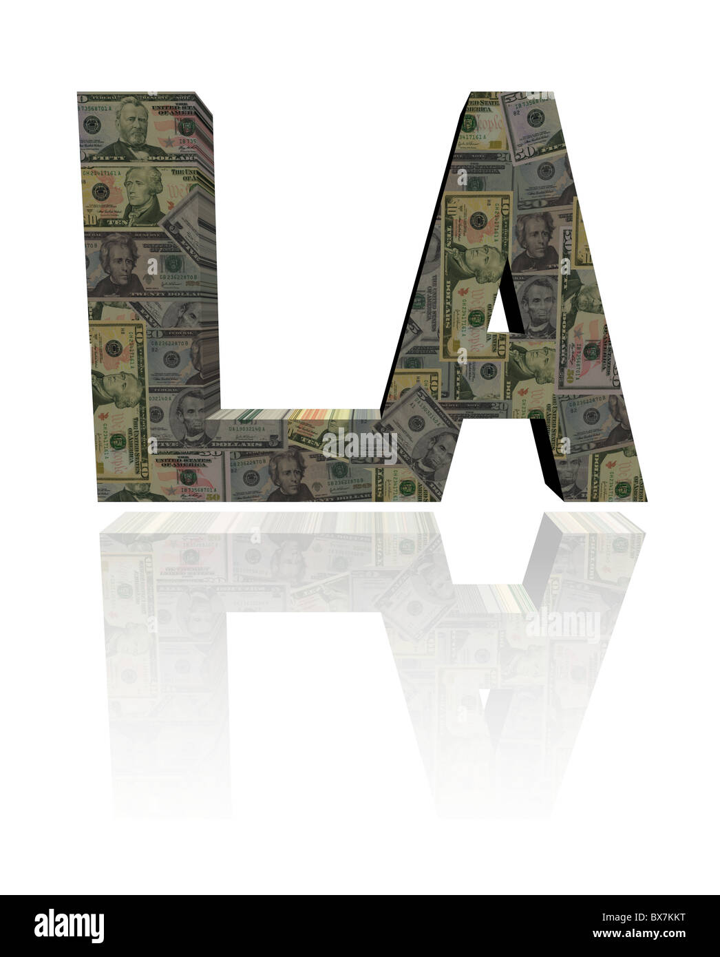 Texte de Los Angeles avec des dollars américains illustration Banque D'Images