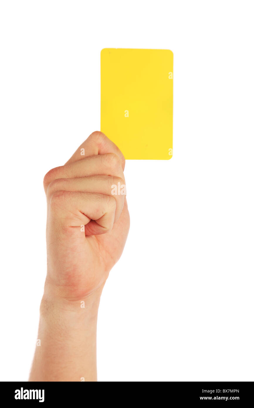 Caucasian woman carte jaune. Le tout sur fond blanc Banque D'Images