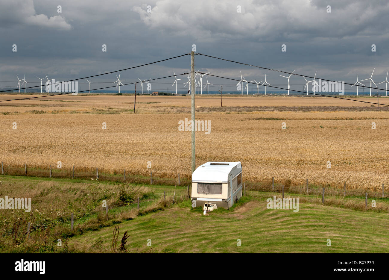 Ferme éolienne à Camber, Kent Romney Marsh Banque D'Images