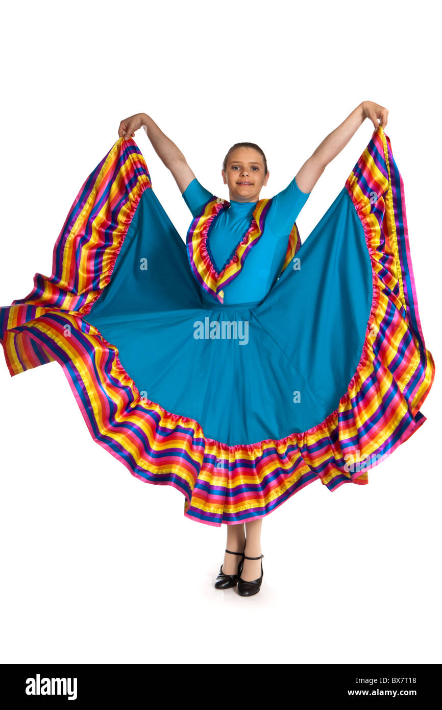 Jeune fille dans un costume de danse nationale mexicaine traditionnelle Banque D'Images