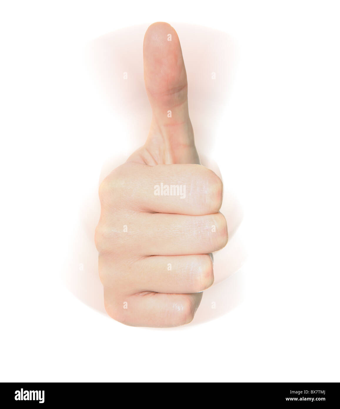 Portrait de la main Thumbs up sign. Le tout sur fond blanc. Banque D'Images