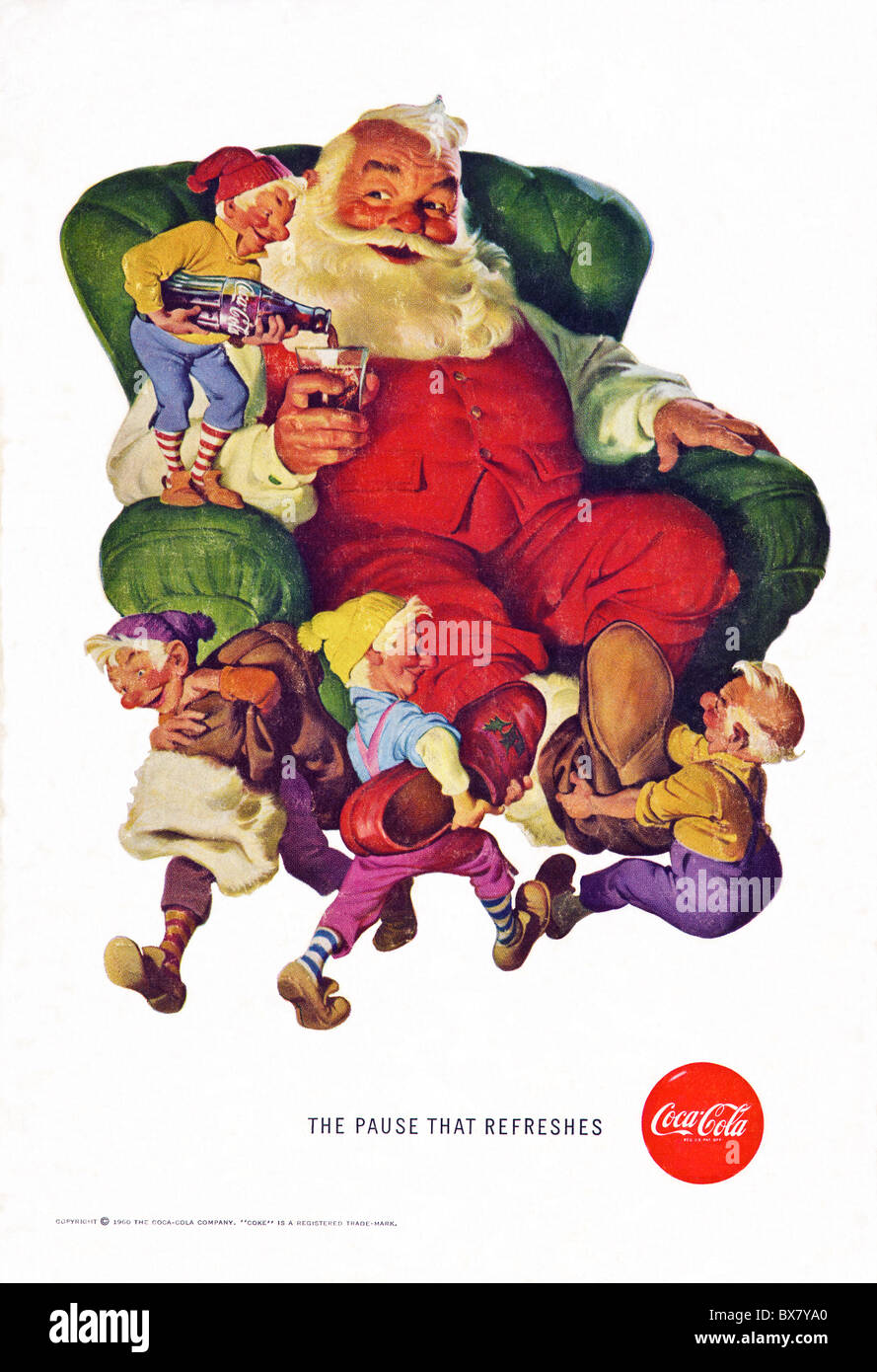 Coca Cola classique annonce dans le magazine américain avec illustration couleur de Santa le Père Noël daté de décembre 1960 Banque D'Images