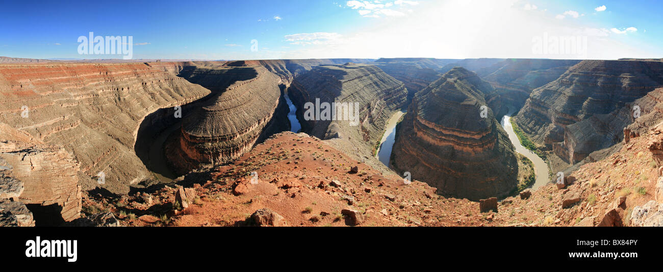 Image panoramique de la cygne, les méandres de la incisées de la Rivière San Juan Banque D'Images