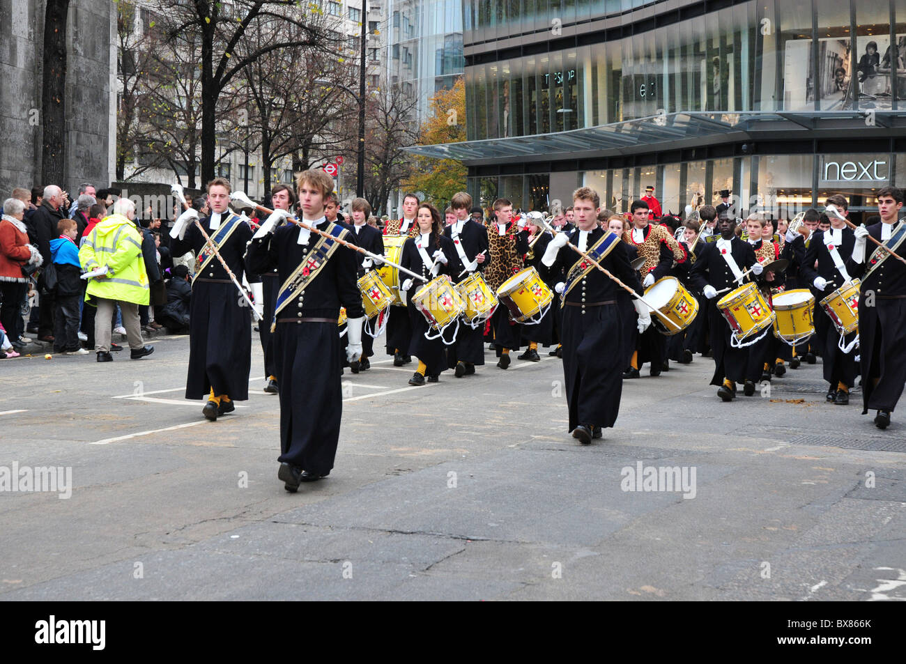 Le Maire, Ville de Londres, 13 novembre 2010 - Le Christ's Hospital School Band Banque D'Images