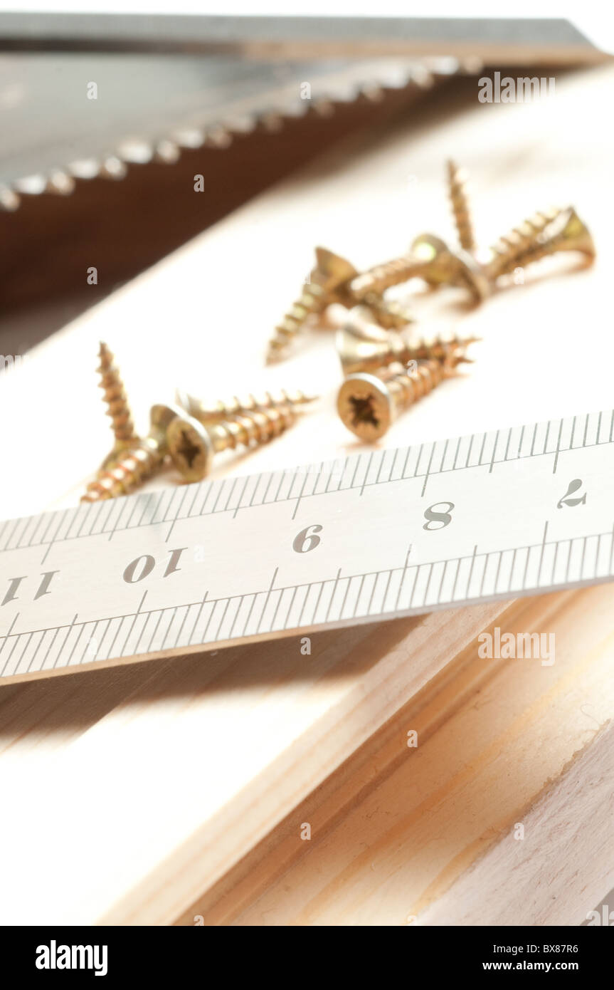 Tournevis, les vis et le dessin Banque D'Images