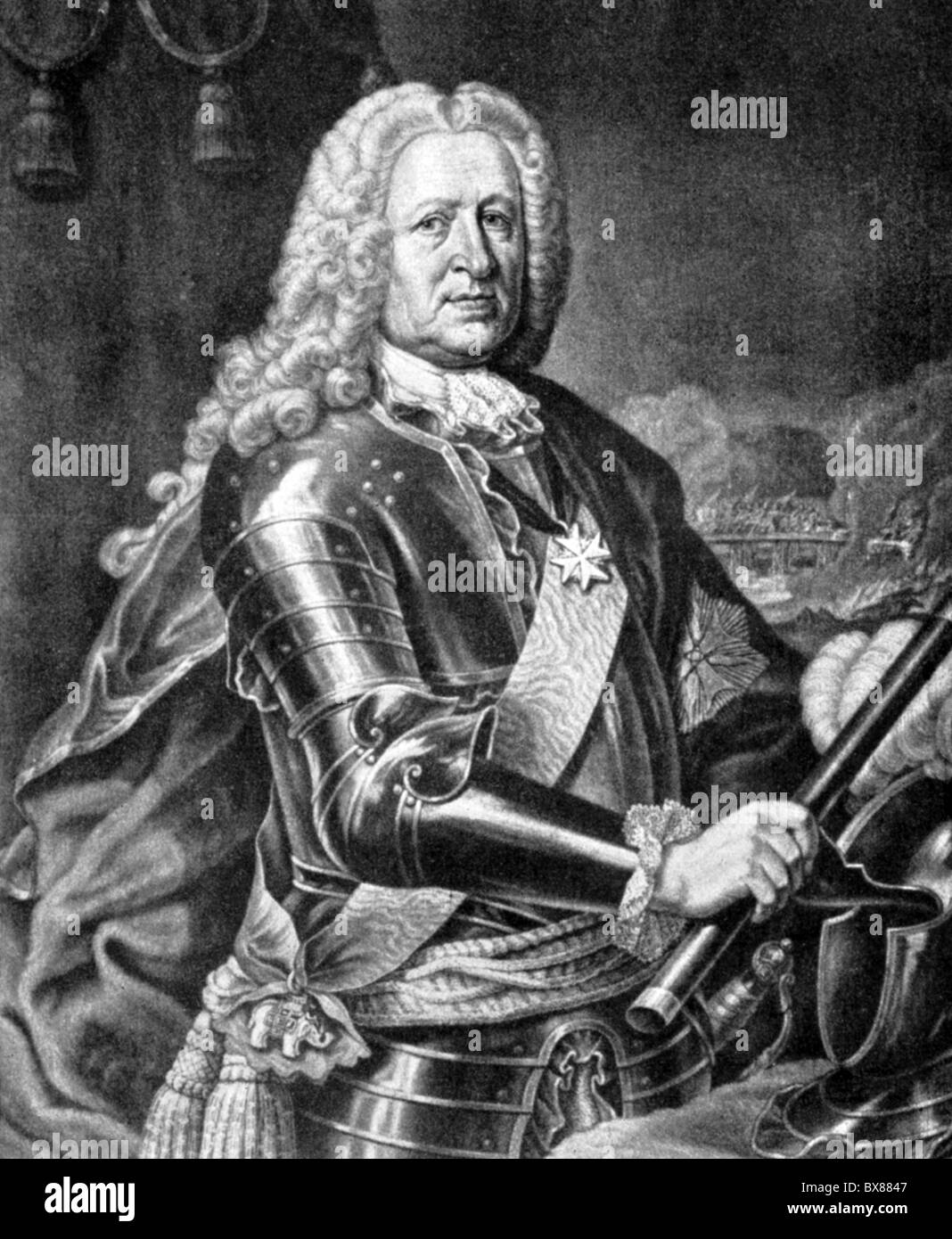 Seckendorff, Friedrich Heinrich von, 5.7.1673 - 23.11.1763, général et diplomate allemand, demi-longueur, mezzotint de J. J. Huid, 1745, , Banque D'Images