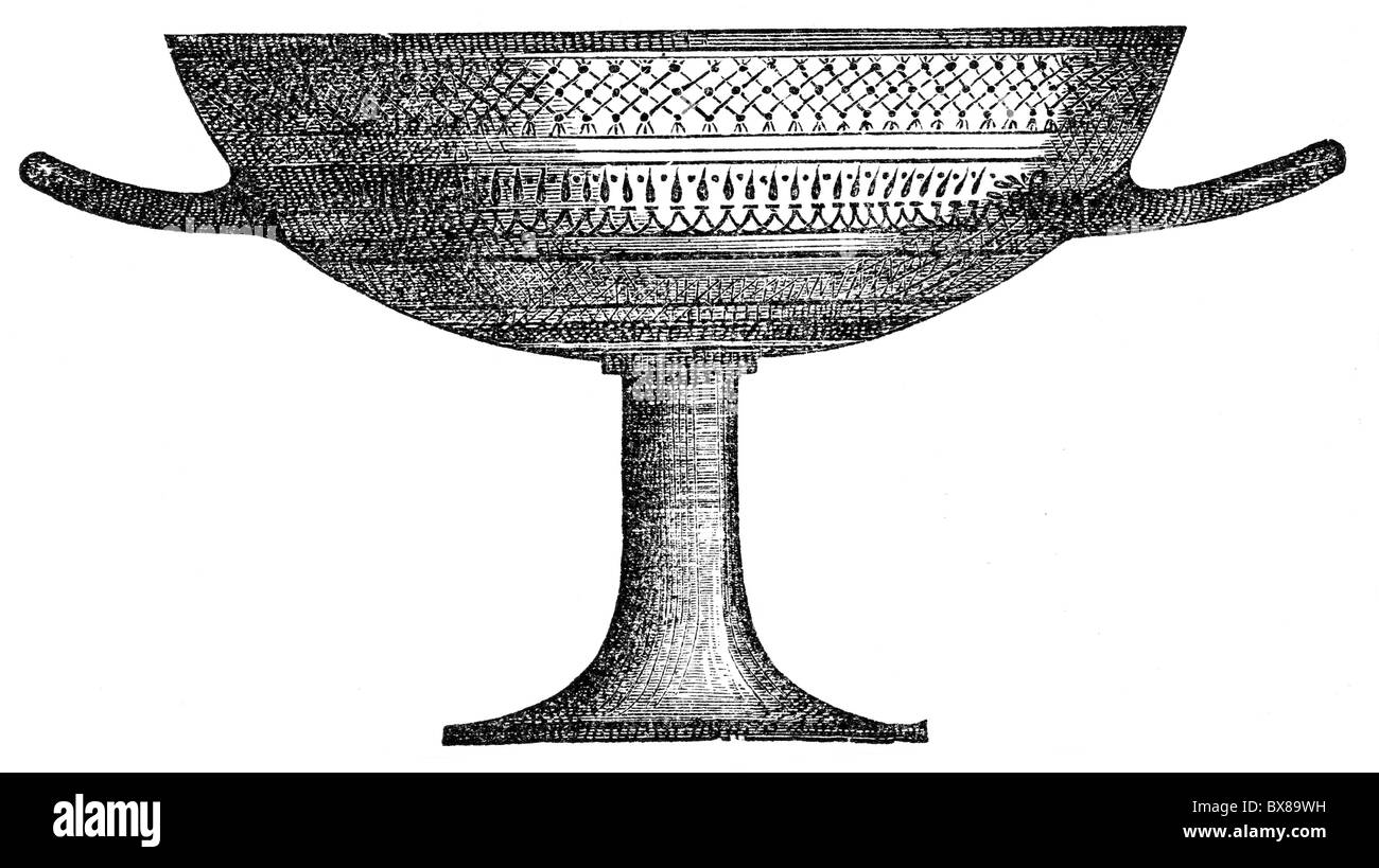Maison, plats, bol Arkesilas de Vulci, vers 560 av. J.-C., gravure en bois, 19e siècle, Arkesilaos, navire, Grèce, Italie, étrusque, poterie, archéologie, Allemagne, historique, historique, monde antique, droits additionnels-Clearences-non disponible Banque D'Images