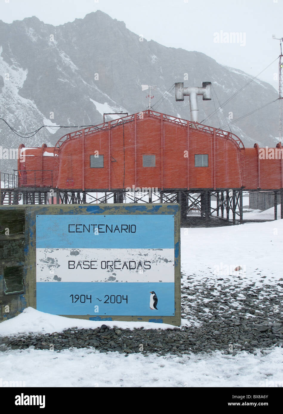 La station de recherche polaire Orcadas (Argentine), Laurie Island, îles Orcades du Sud, l'Antarctique Banque D'Images