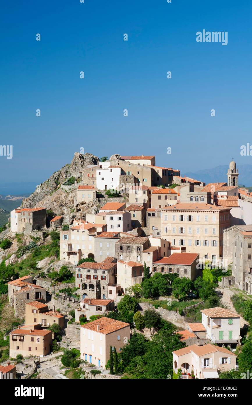 Hilltop village Speloncato, Balagne, Corse, France Banque D'Images