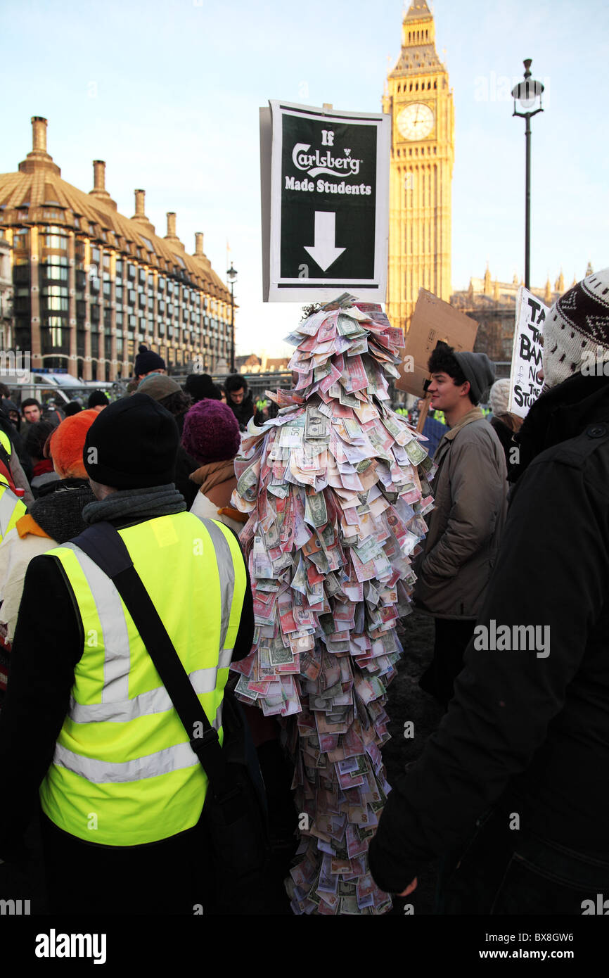 Manifestation étudiante. La place du Parlement. Westminister. Londres Banque D'Images