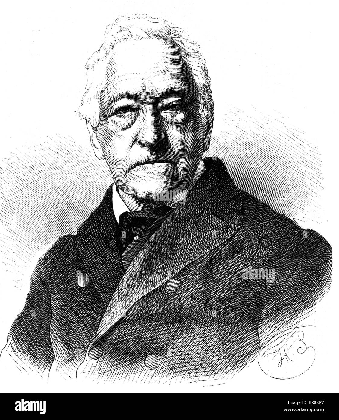 Langhans, Carl Ferdinand, 14.1.1782 - 22.11.1869, architecte allemand, portrait, gravure de bois, publié en 1870, Banque D'Images