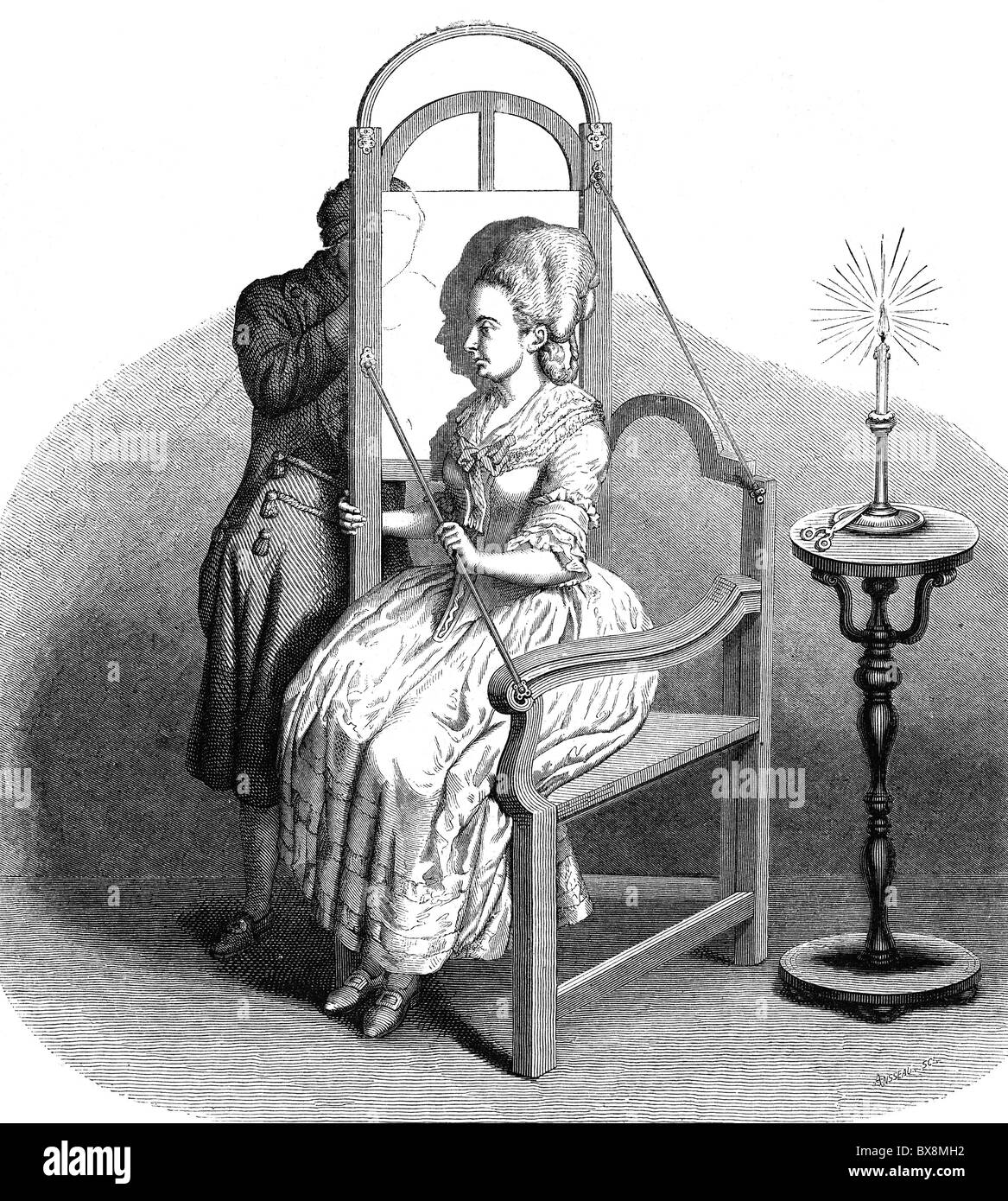 Personnes, professions, coupe-silhouette, chaise de silhouette au XVIIIe siècle, gravure en bois après dessin par E. Lorsay, vers 1880, droits additionnels-Clearences-non disponible Banque D'Images