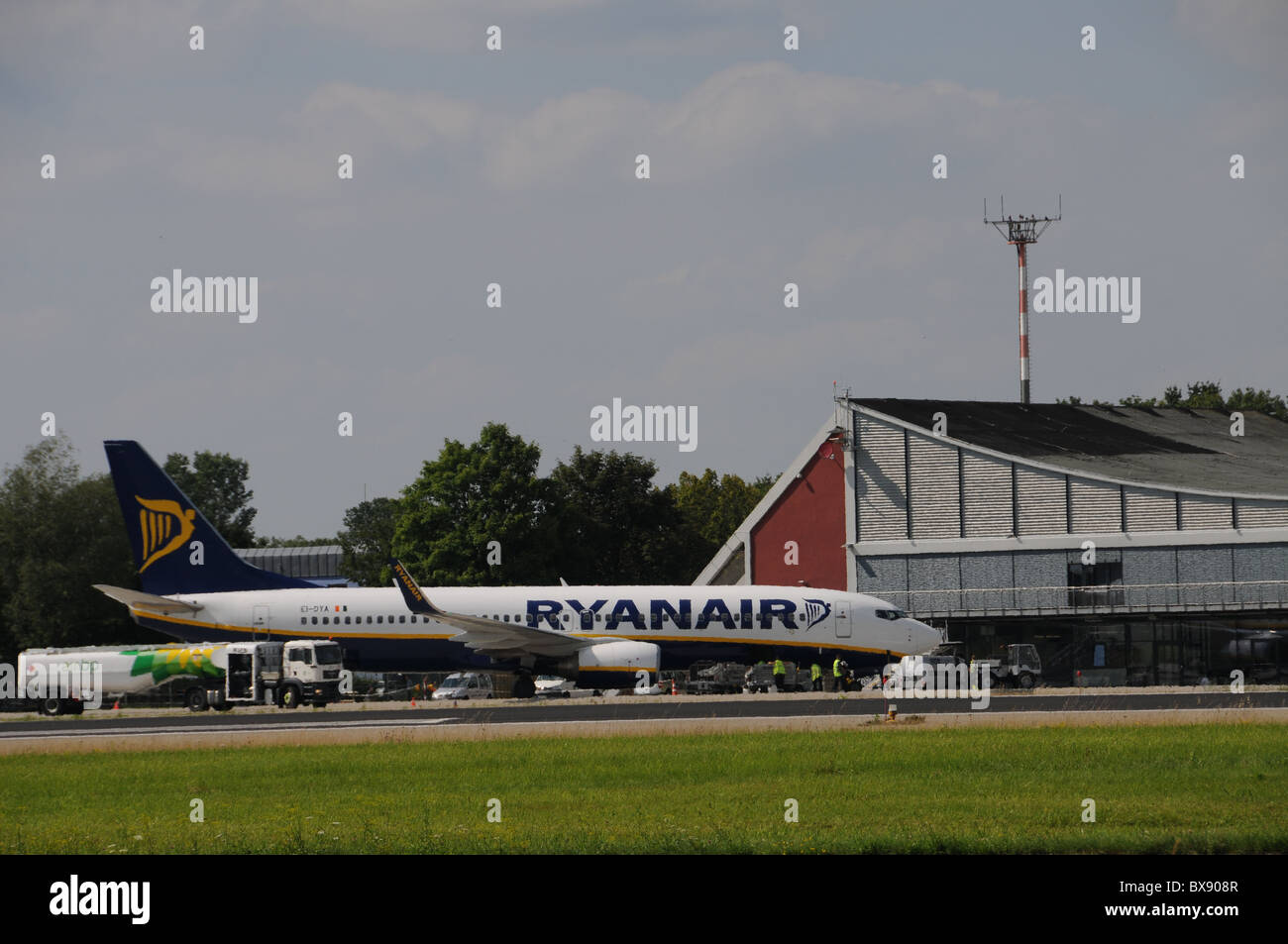 Avion de Ryanair à l'aéroport Memmingen Banque D'Images