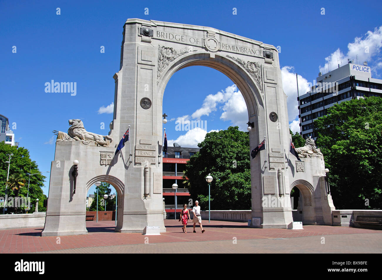 Pont du souvenir, Oxford Terrace, Christchurch Central City, Christchurch (Ōtautahi), Canterbury Region, nouvelle-Zélande Banque D'Images