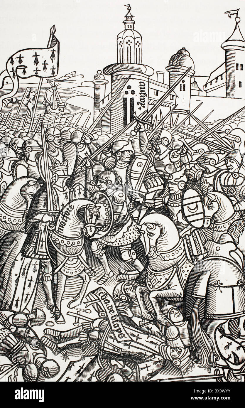 La bataille d'Auray, France, 29 septembre 1364. Banque D'Images