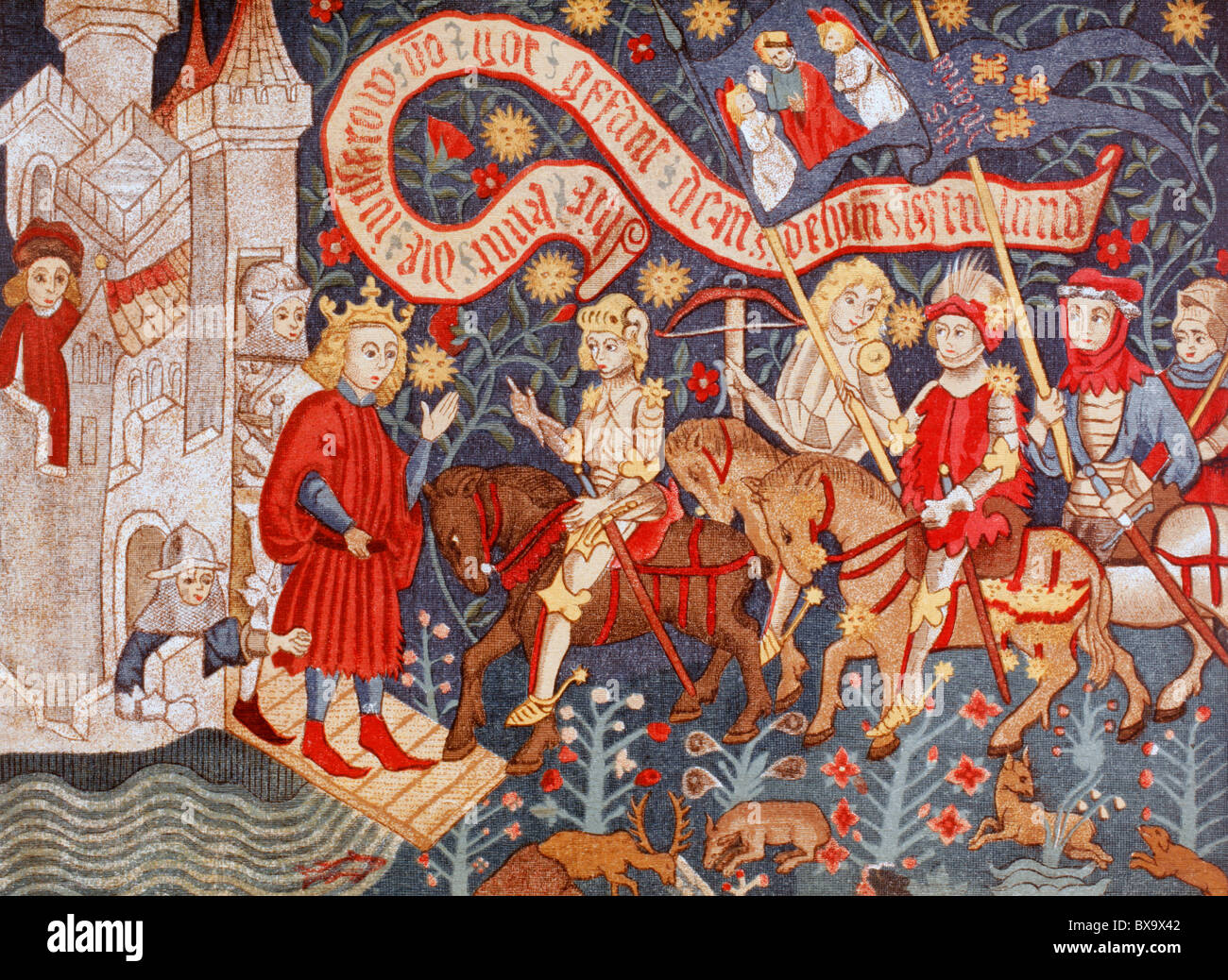 L'arrivée de Jeanne d'Arc au château de Chinon, 6 mars 1428. Banque D'Images