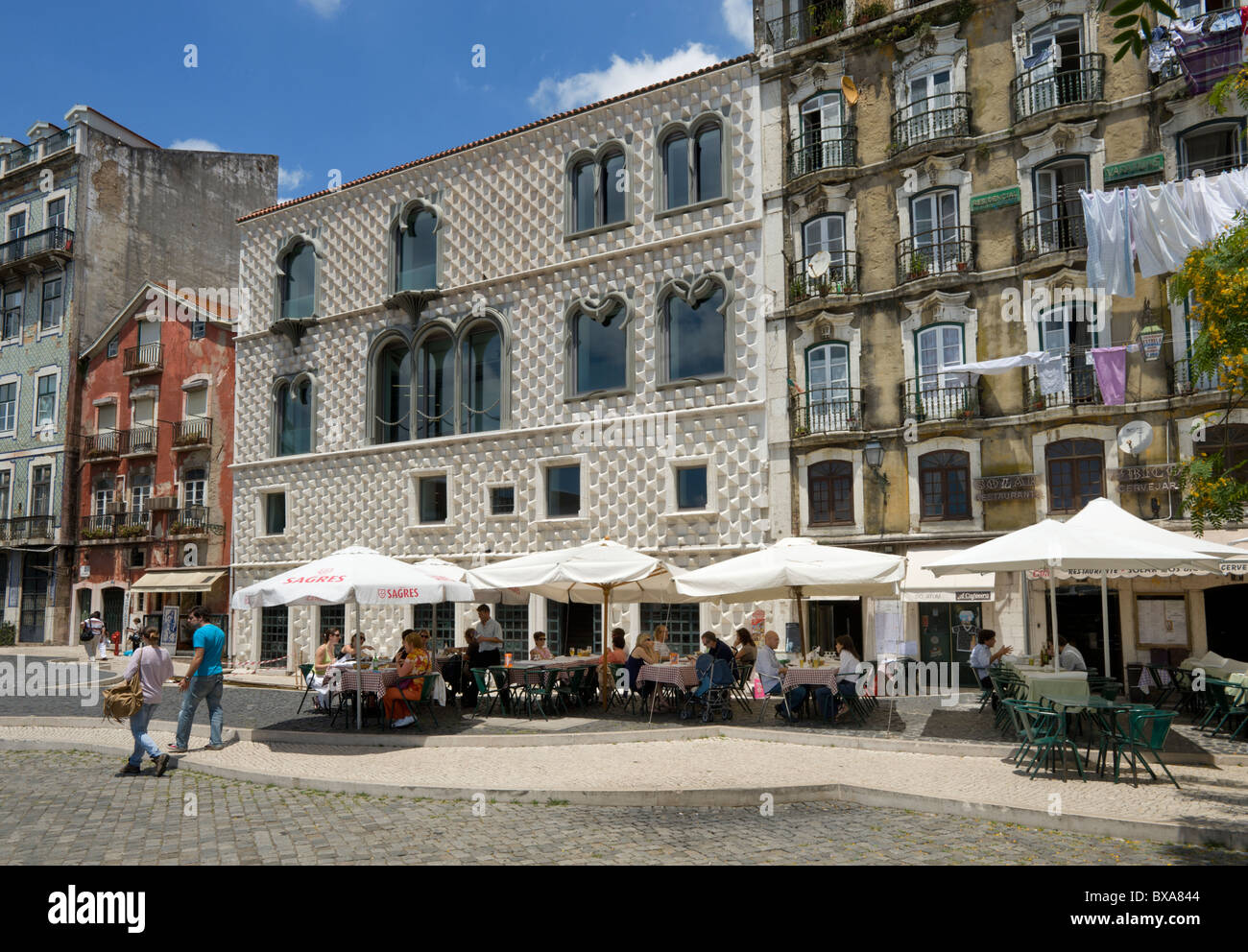 Portugal, Lisbonne, Campo das Cebolas, le Casa dos Bicos Banque D'Images