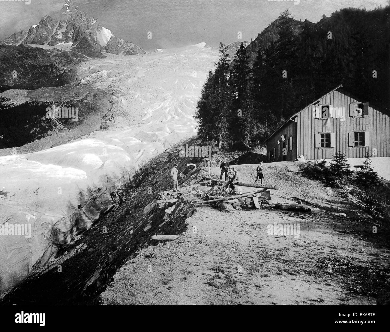 Glacier des Bossons, Chamonix, Alpes françaises, haute-Savoie Sud-est de la France (c1880) Banque D'Images