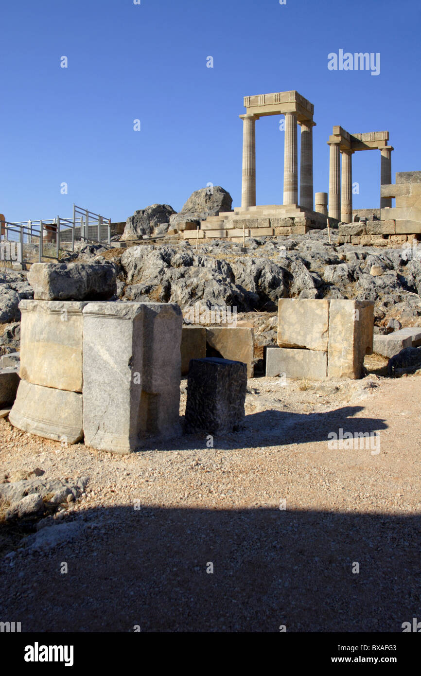 L'Acropole, Lindos, Rhodes, Dodécanèse, Grèce Banque D'Images