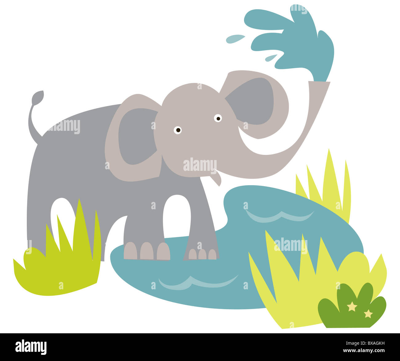 Illustration de pulvériser de l'eau l'éléphant Banque D'Images