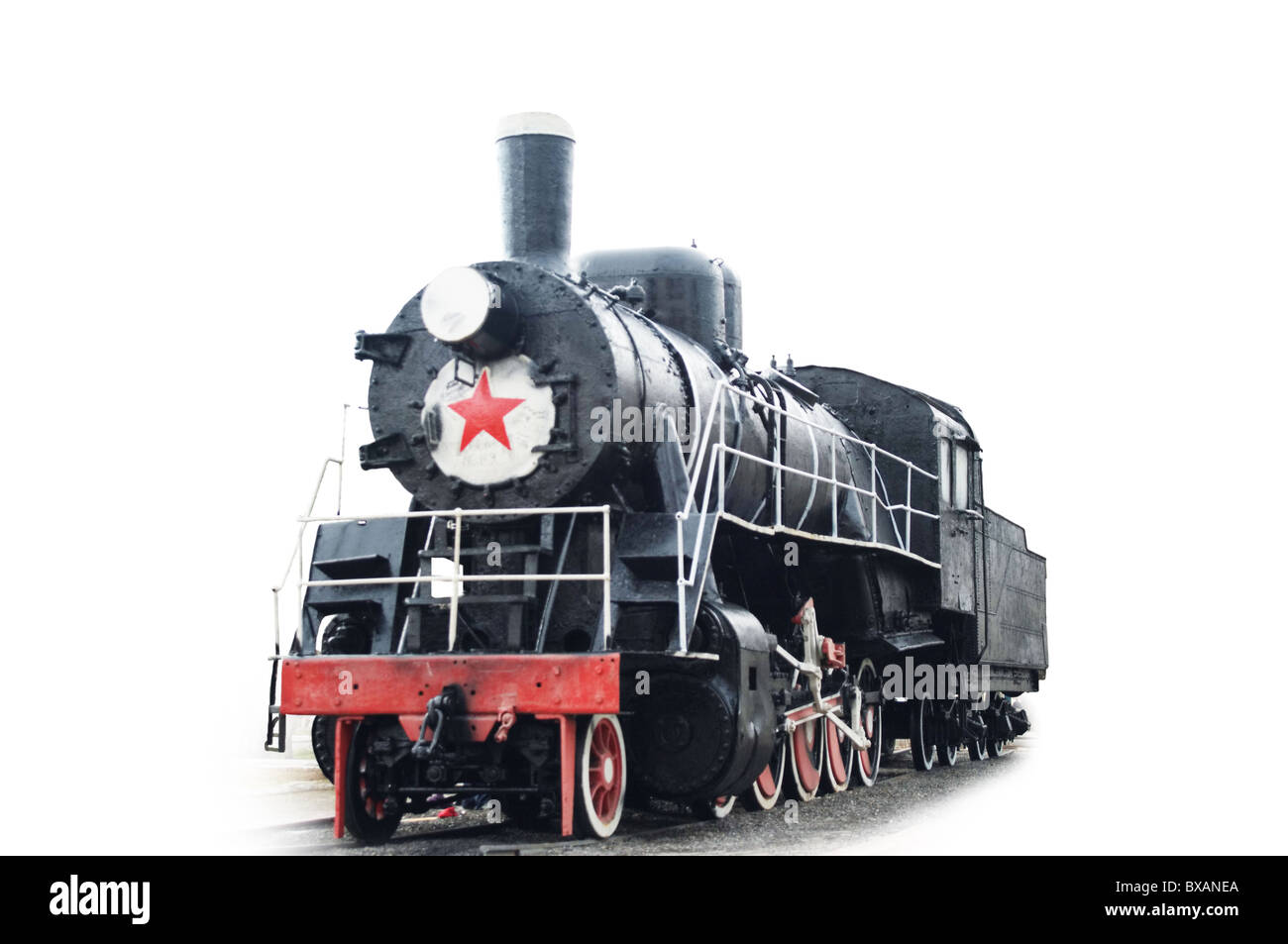 Vieille locomotive à vapeur sur le stationnement à la gare Banque D'Images