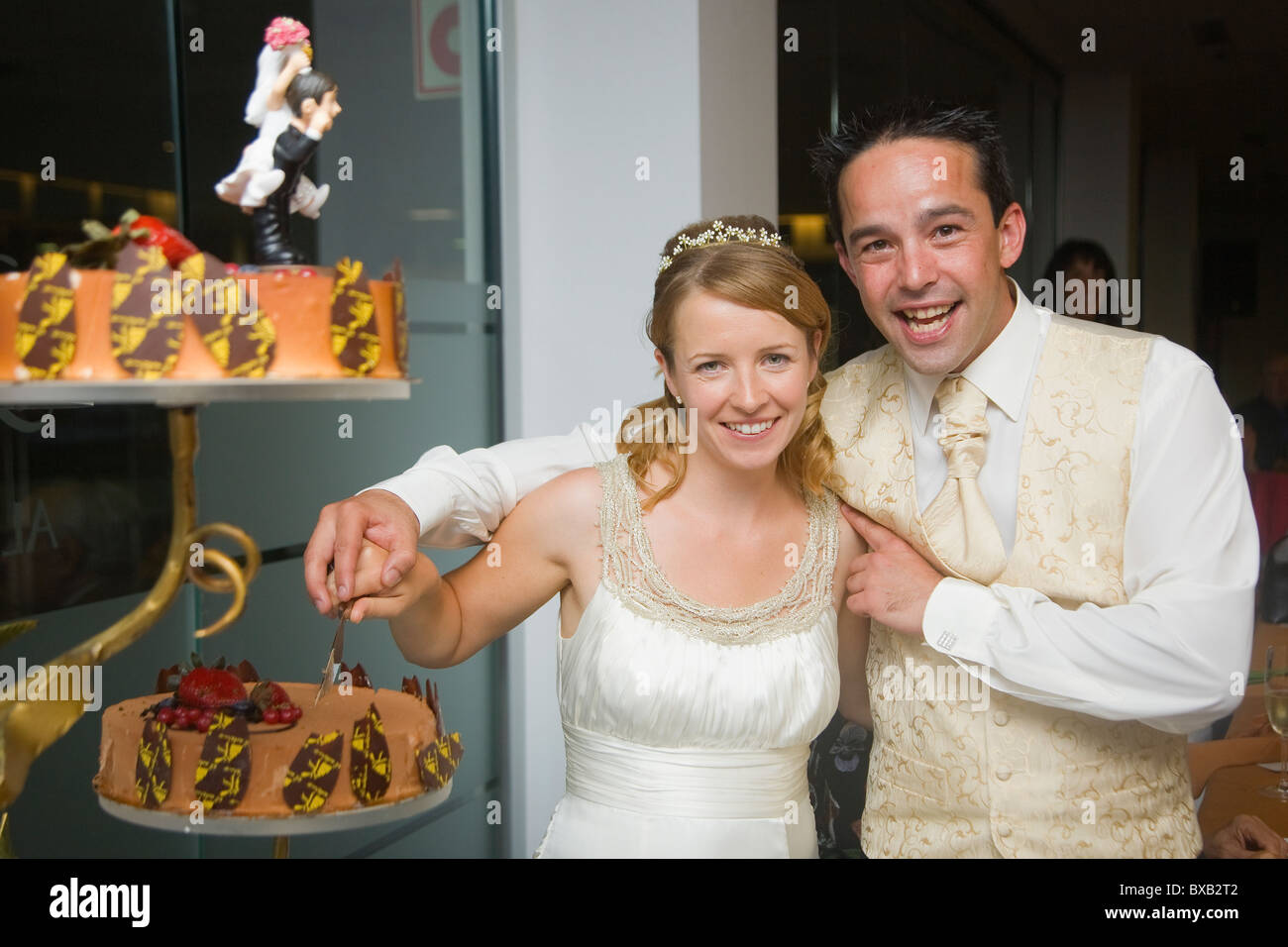 Bride and Groom coups de mariage espagnol. Belle série de photos de moments clés. Banque D'Images