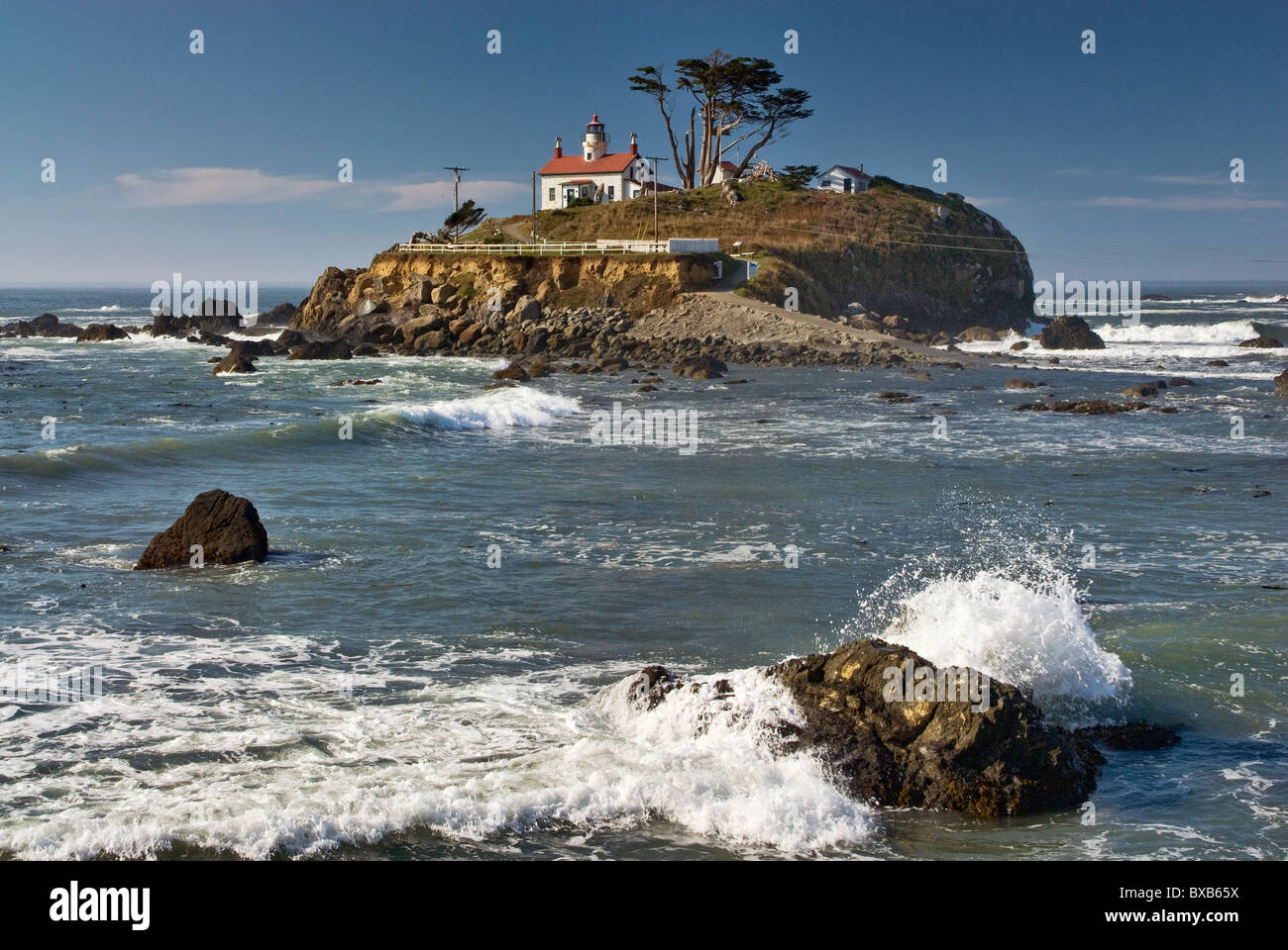 Le phare de la pointe de la batterie en Crescent City sur Redwood Coast, Californie, USA Banque D'Images