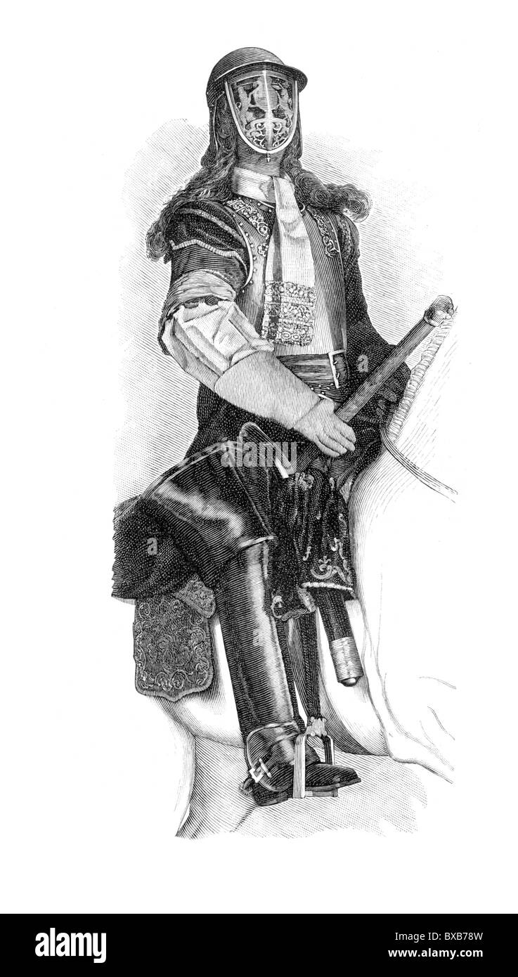 Armor portés par le Roi Jacques II à la bataille de la Boyne, 1690 ; noir et blanc Illustration ; Banque D'Images