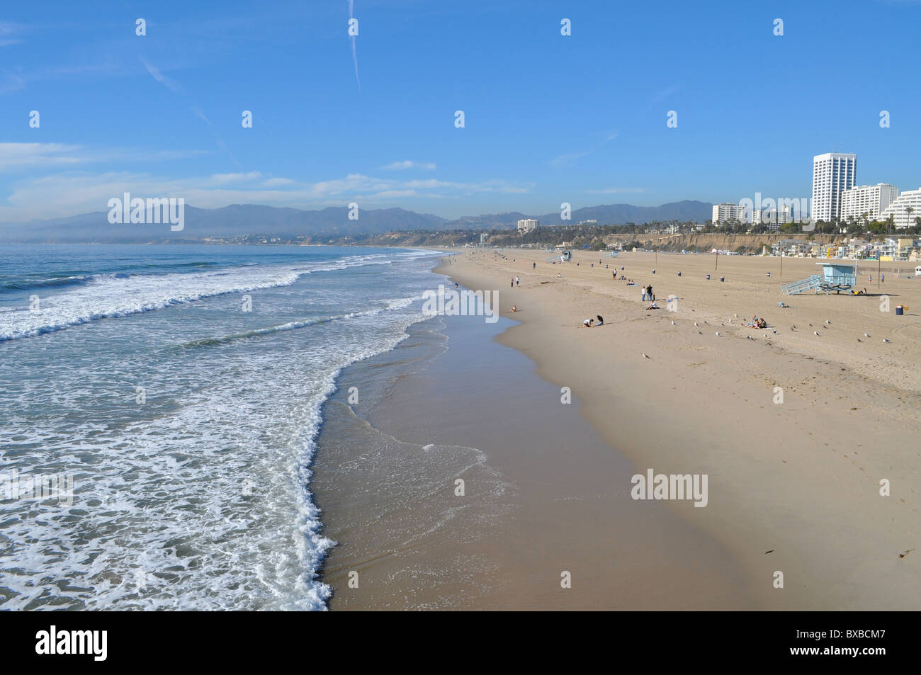 La plage de Santa Monica en Californie en Décembre Banque D'Images
