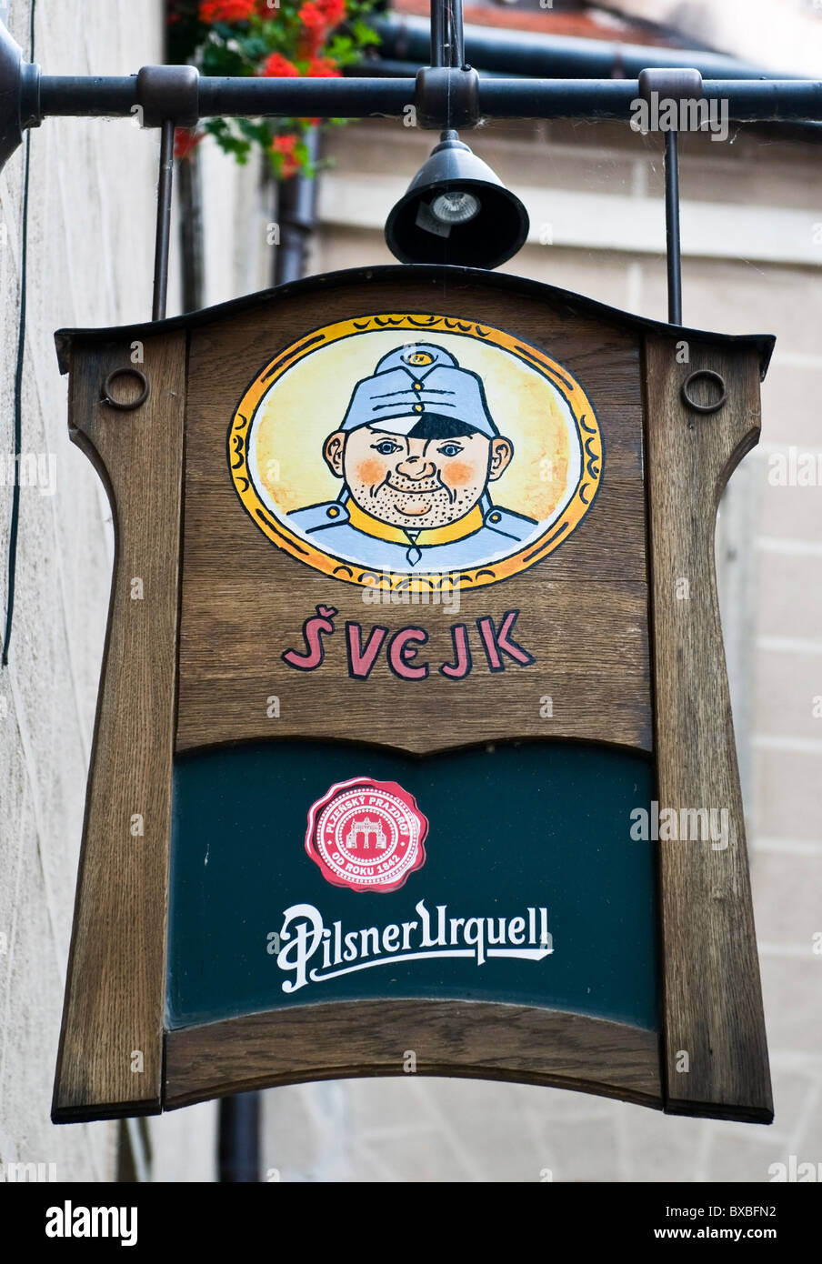 Restaurant sign, Telc, République Tchèque Banque D'Images