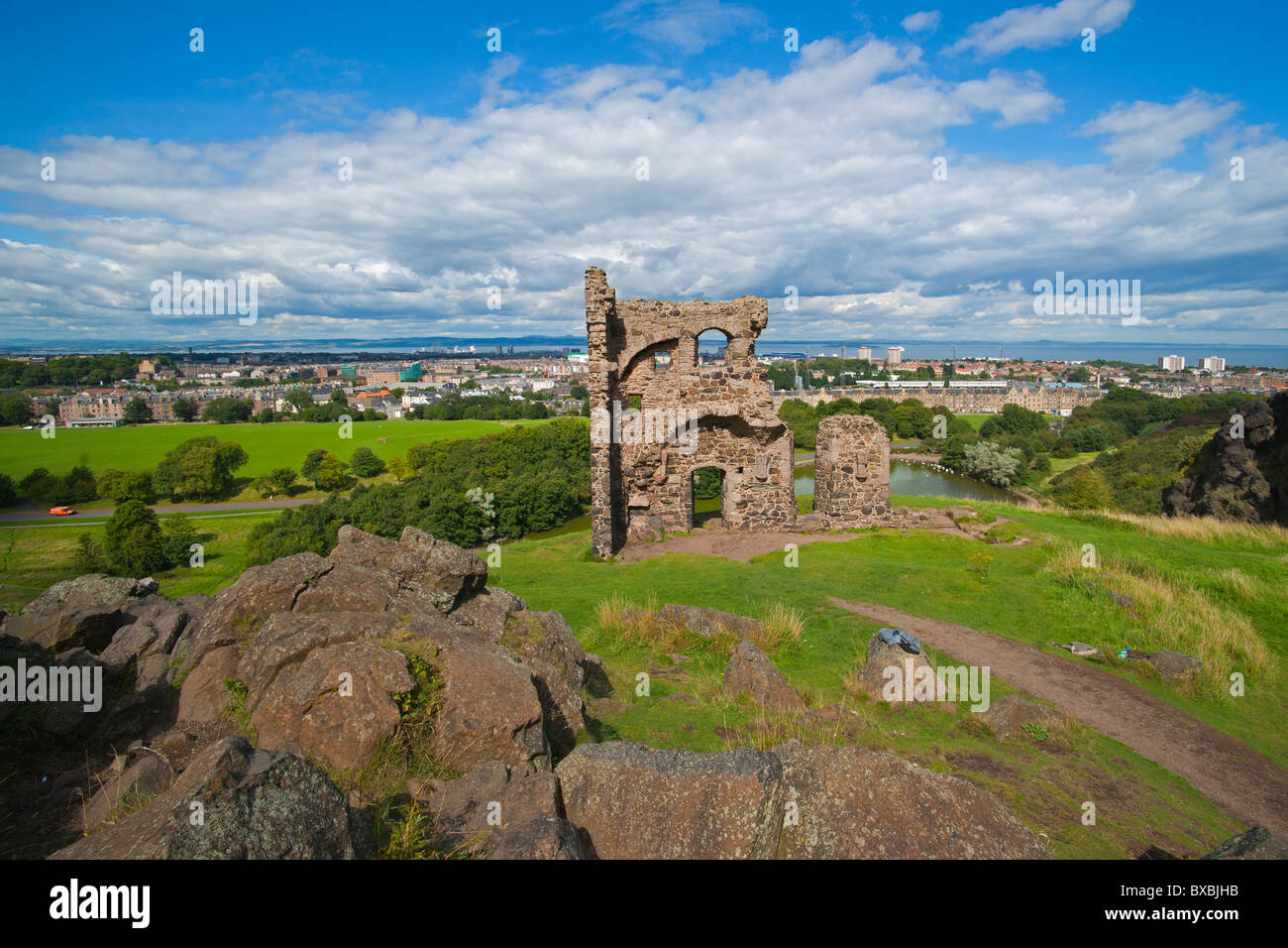 Chapelle St Anthony's, St Margaret's loch, Arthur's Seat, Édimbourg, Écosse, Août 2010 Banque D'Images