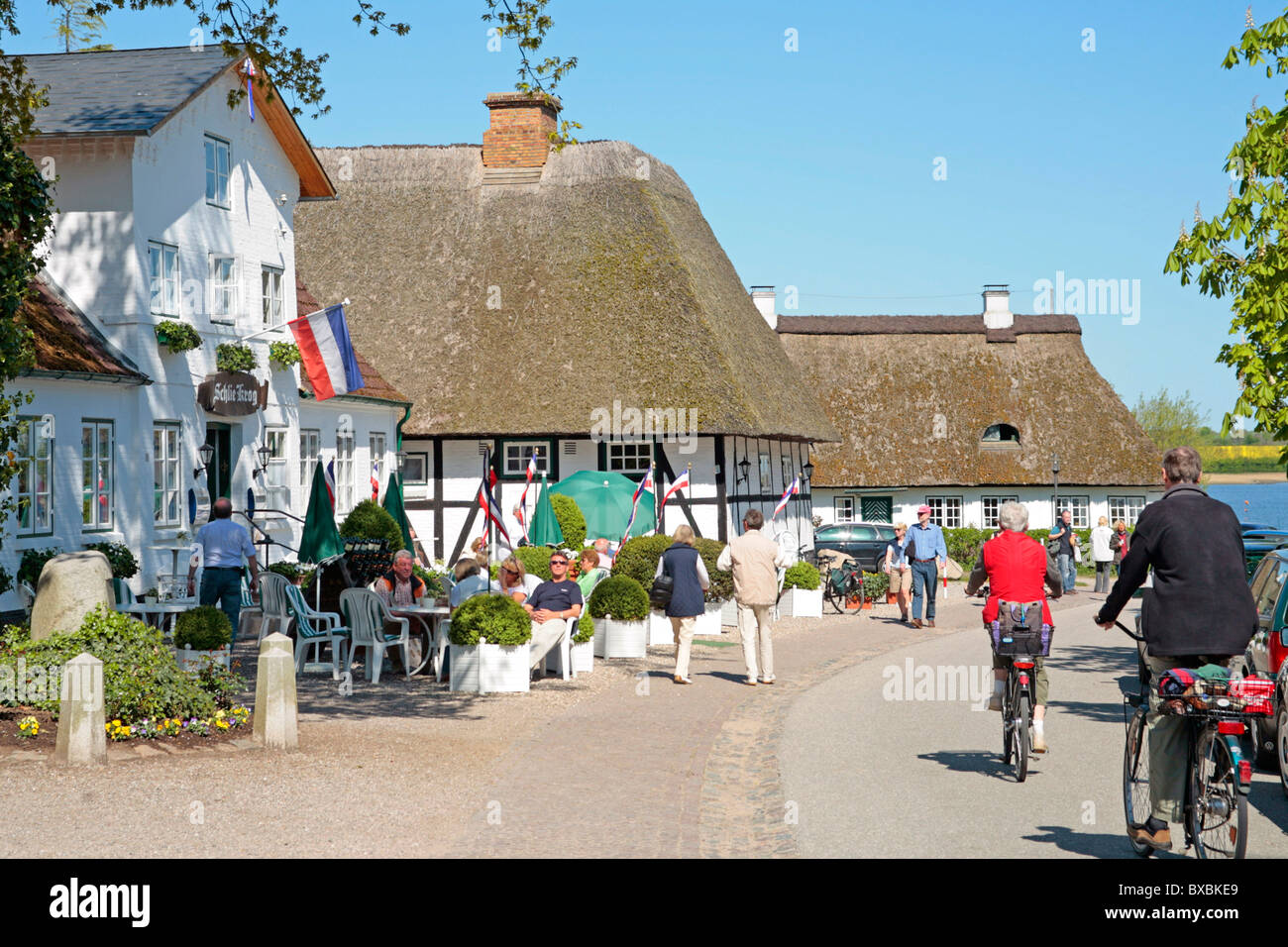 Maisons d'Adobe à Sieseby à la mer Baltique Fjord Schlei dans le Nord de l'Allemagne Banque D'Images