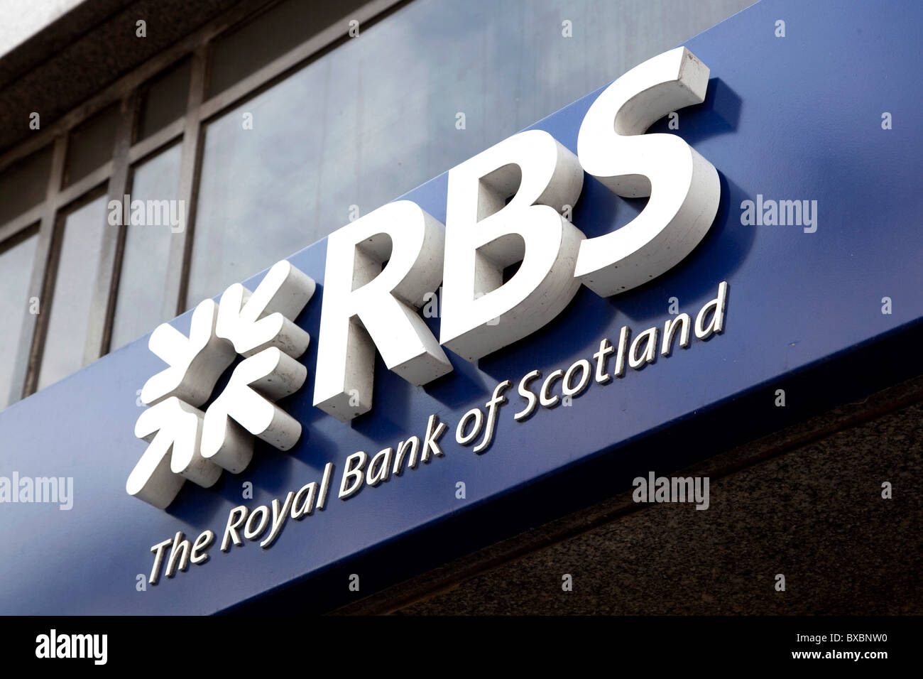Logo de la RBS, Royal Bank of Scotland à Londres, Angleterre, Royaume-Uni, Europe Banque D'Images