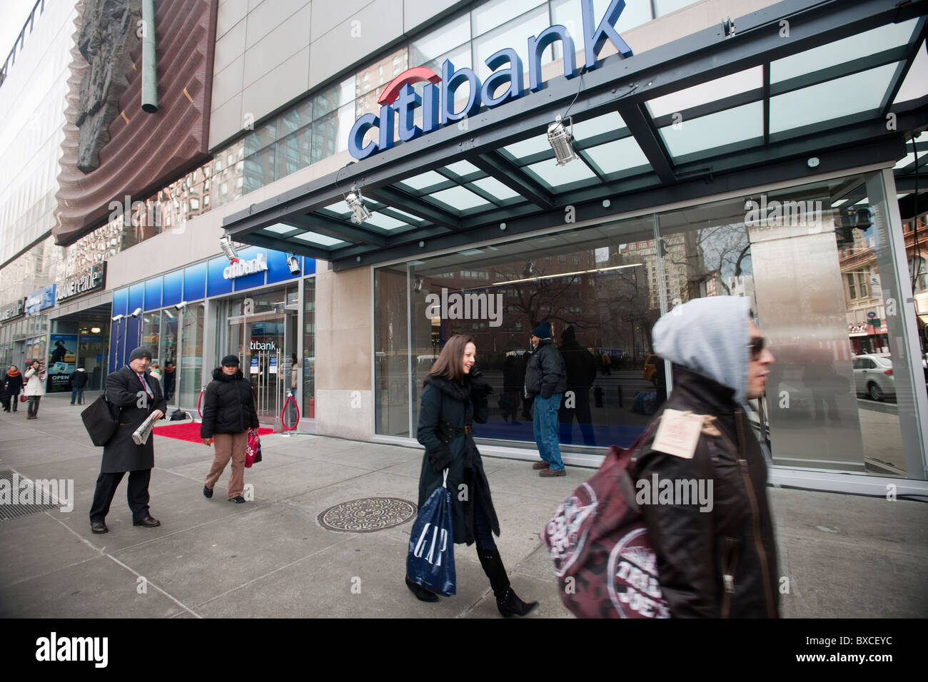 La Citibank s'ouvre son nouveau vaisseau amiral de la direction générale de la haute technologie dans l'Union Square de New York Banque D'Images