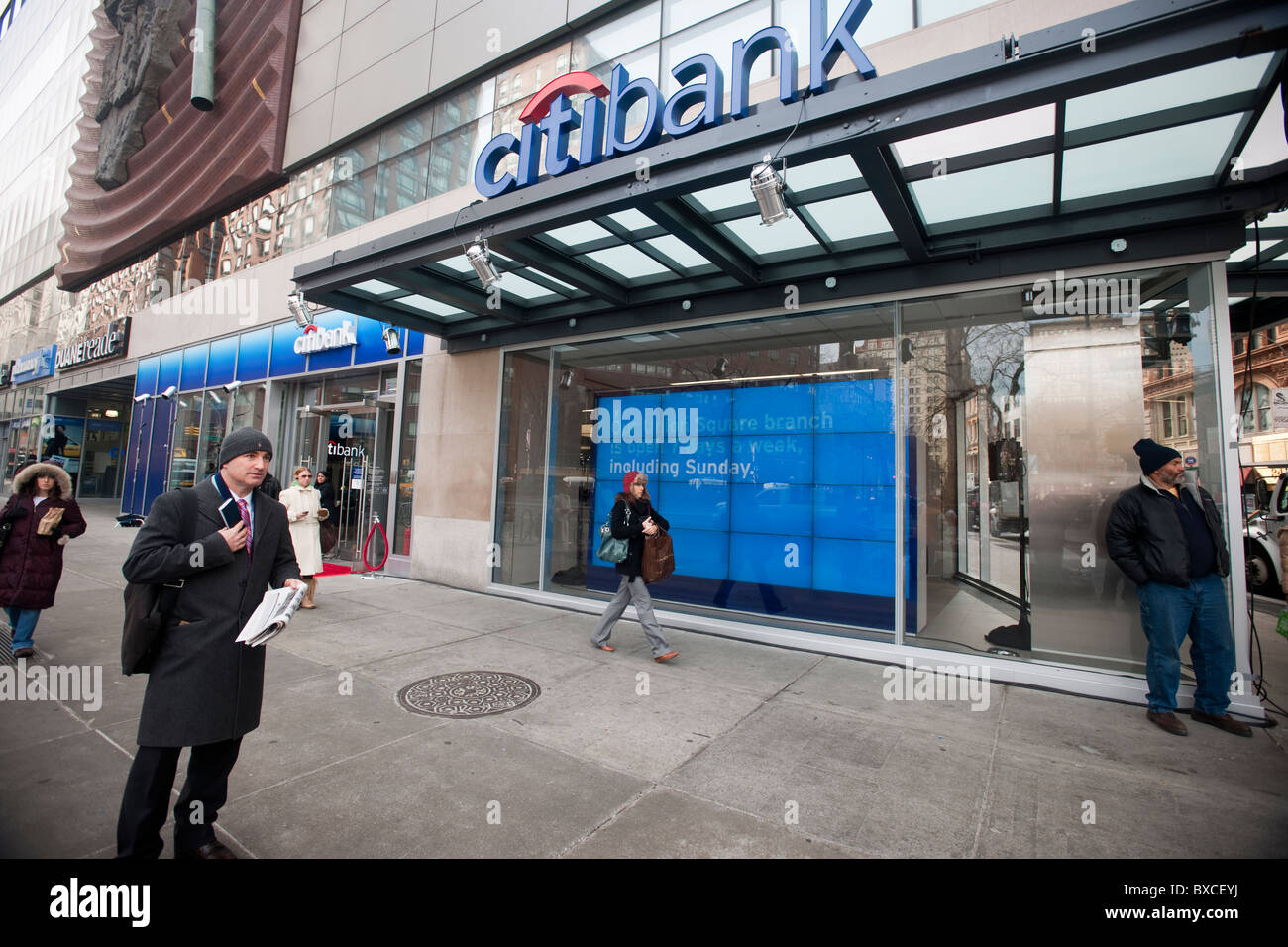La Citibank s'ouvre son nouveau vaisseau amiral de la direction générale de la haute technologie dans l'Union Square de New York Banque D'Images