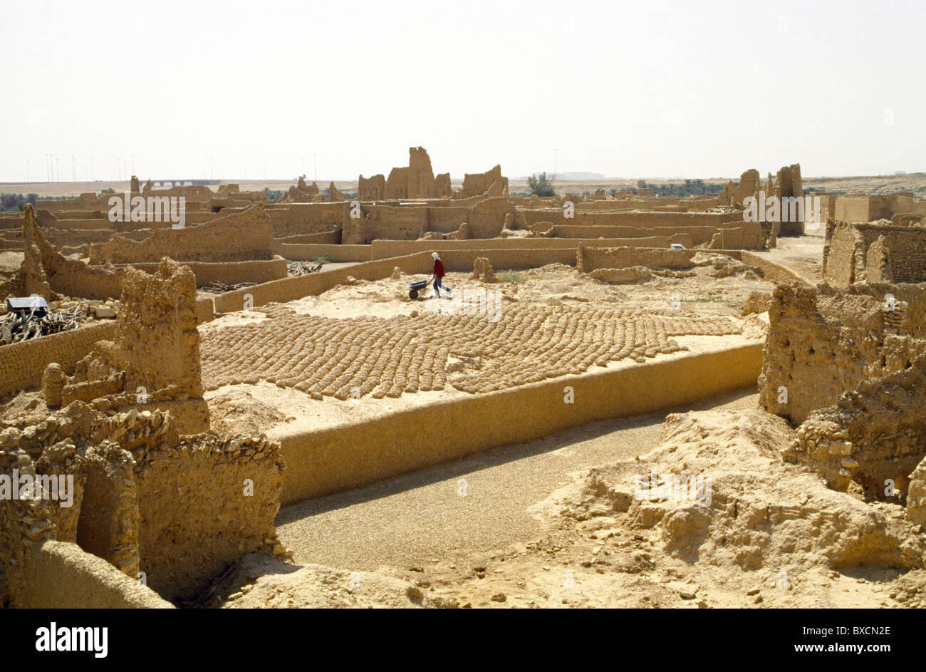 Travaux de restauration de l'Arabie saoudite Diriyah briques de boue sécher Banque D'Images