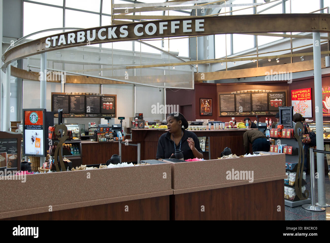 Café Starbucks dans l'aéroport, à l'aéroport International Washington Dulles, DC, USA Banque D'Images